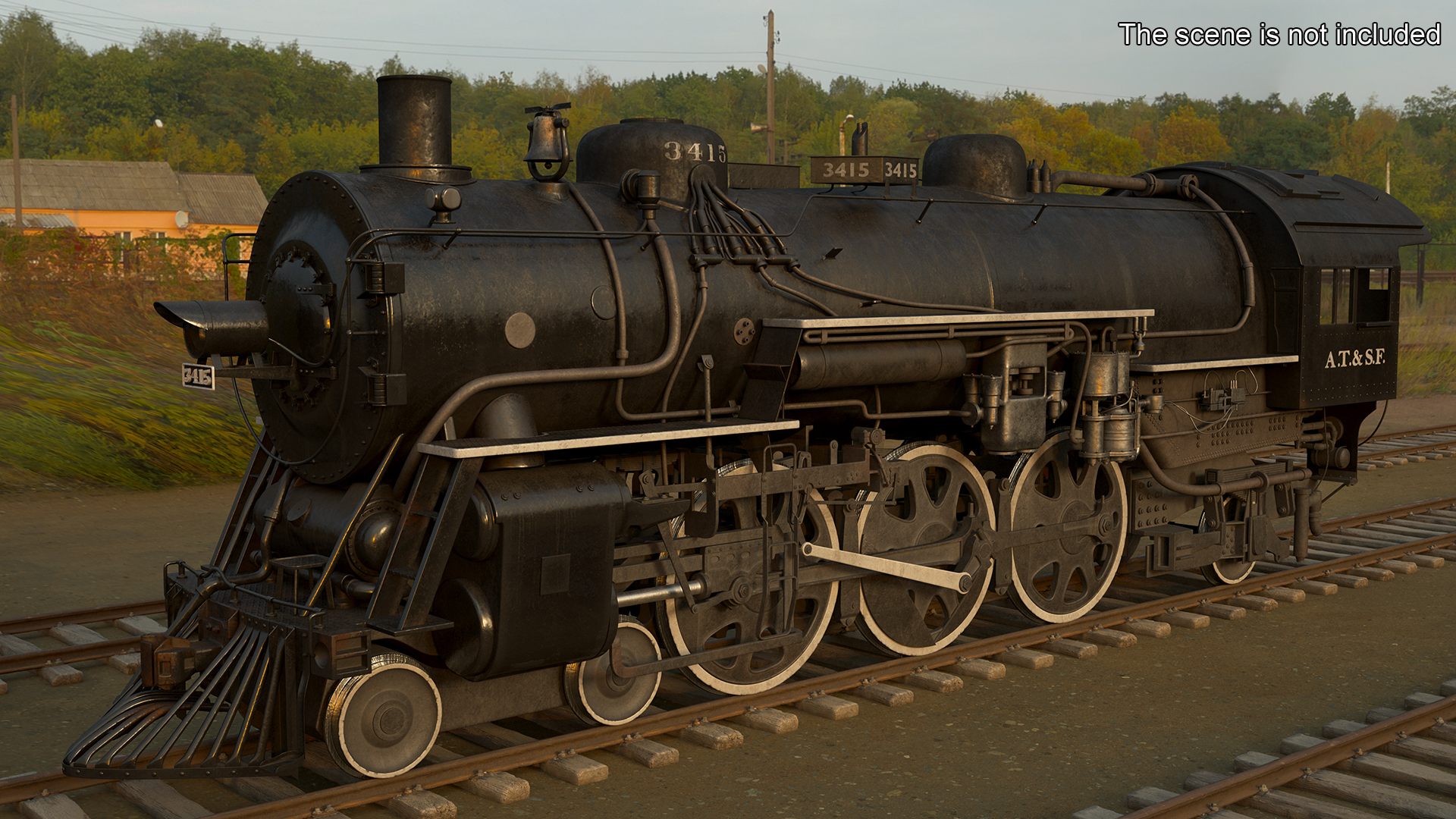 3D model Steam locomotive Santa Fe 3415