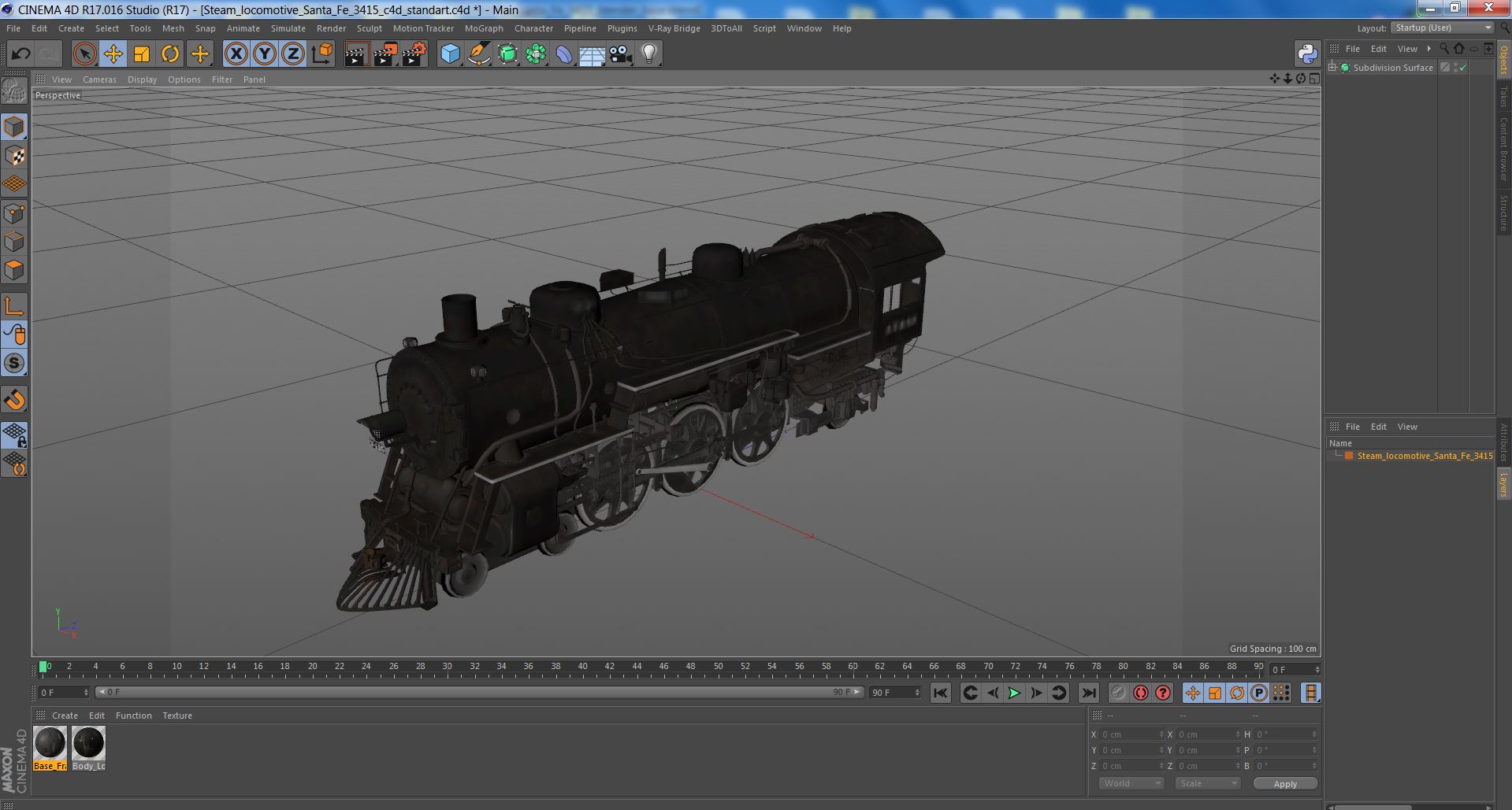 3D model Steam locomotive Santa Fe 3415
