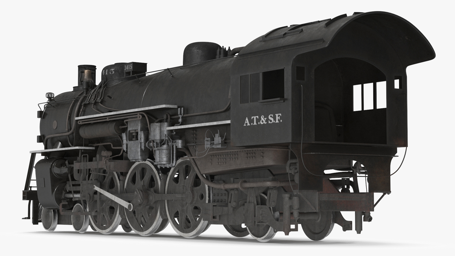 3D model Steam locomotive Santa Fe 3415