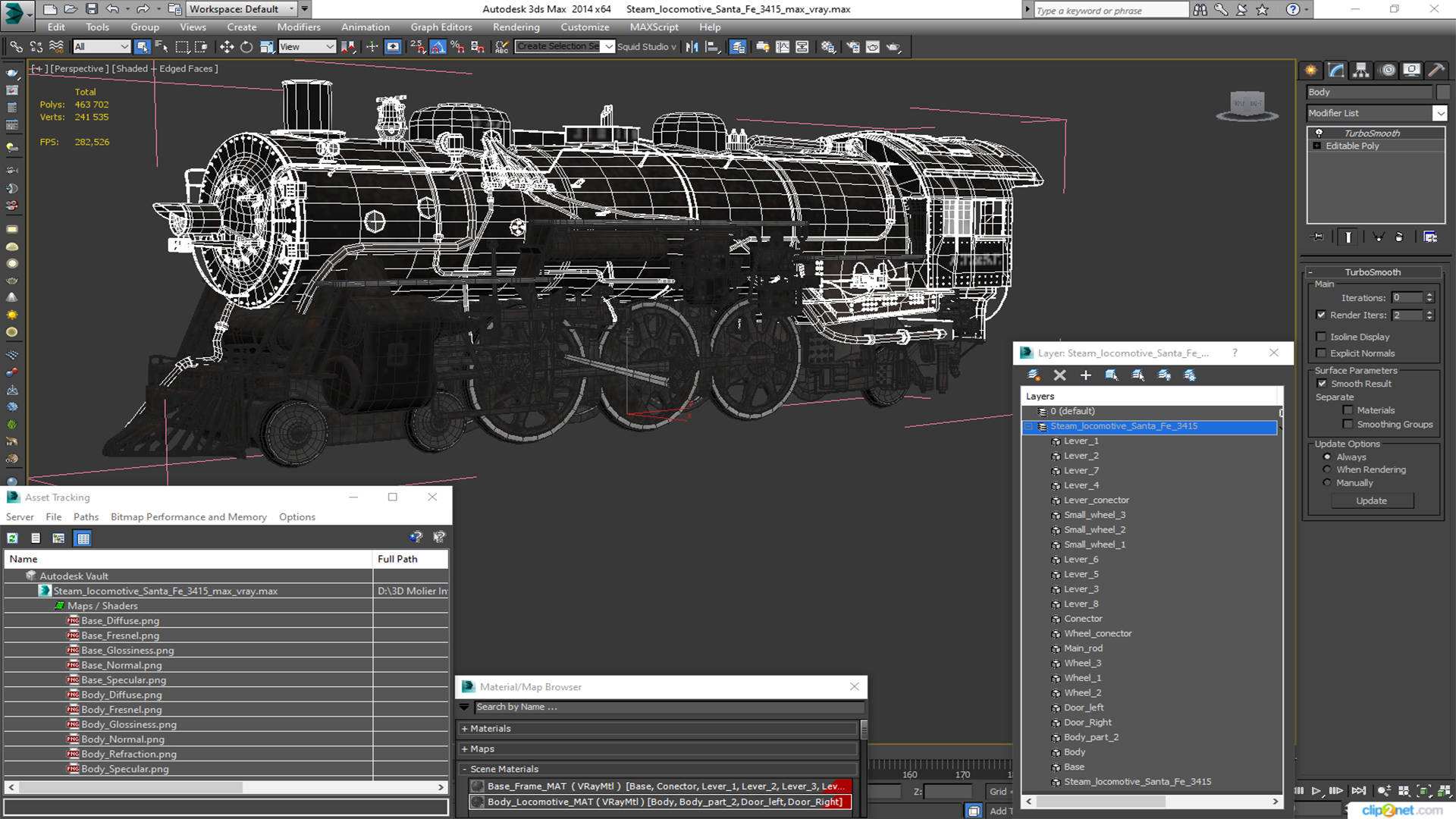 3D model Steam locomotive Santa Fe 3415