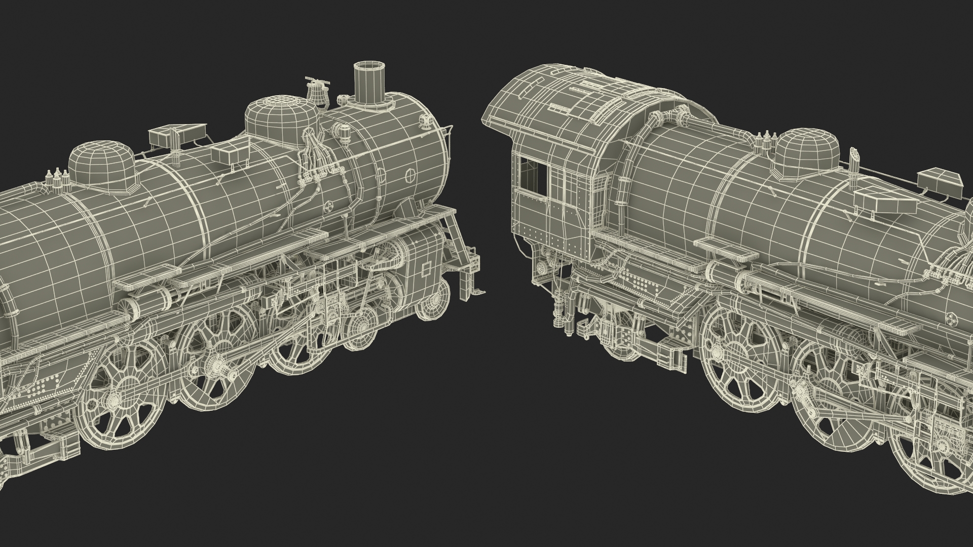 3D model Steam locomotive Santa Fe 3415