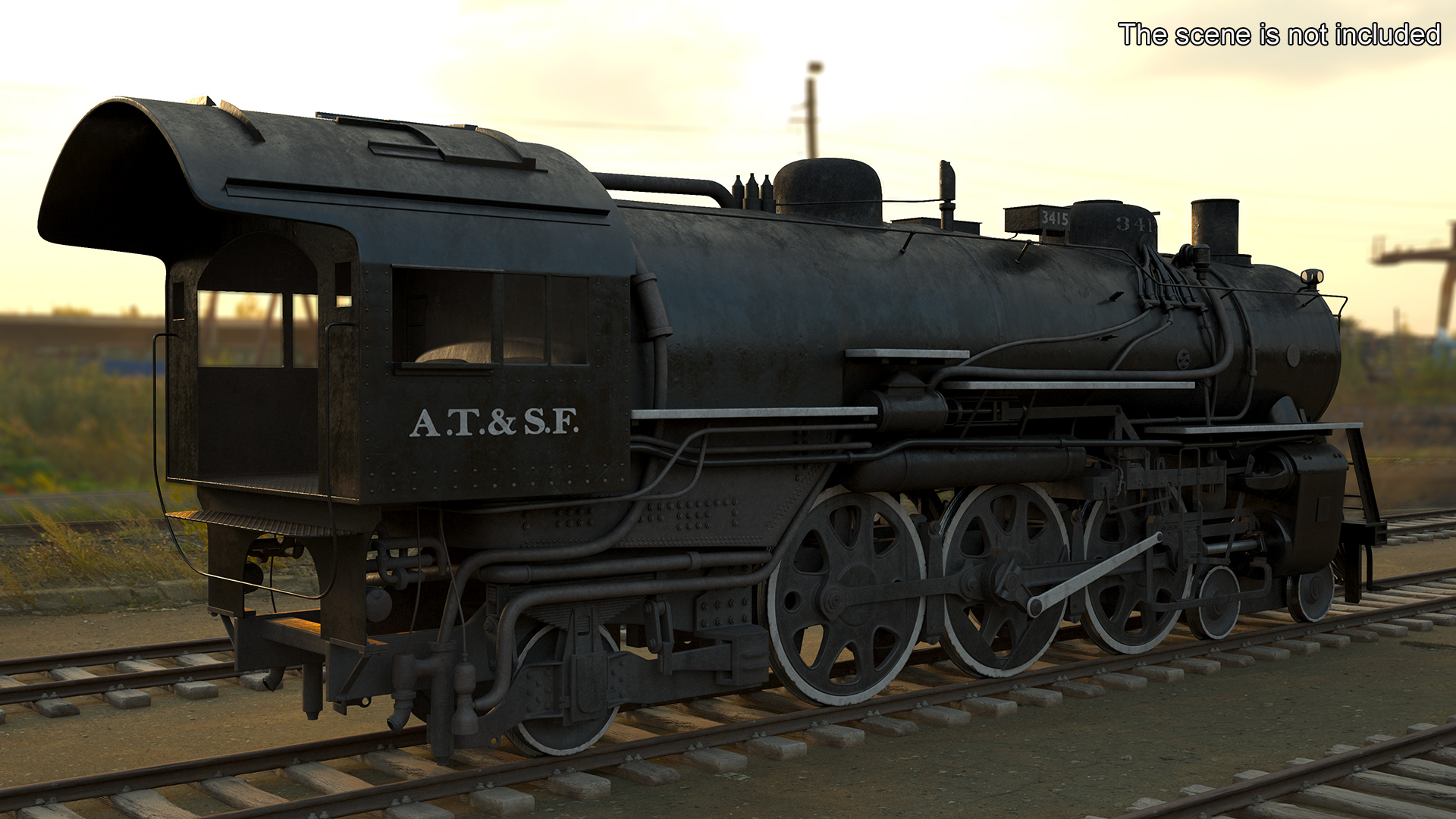 3D model Steam locomotive Santa Fe 3415