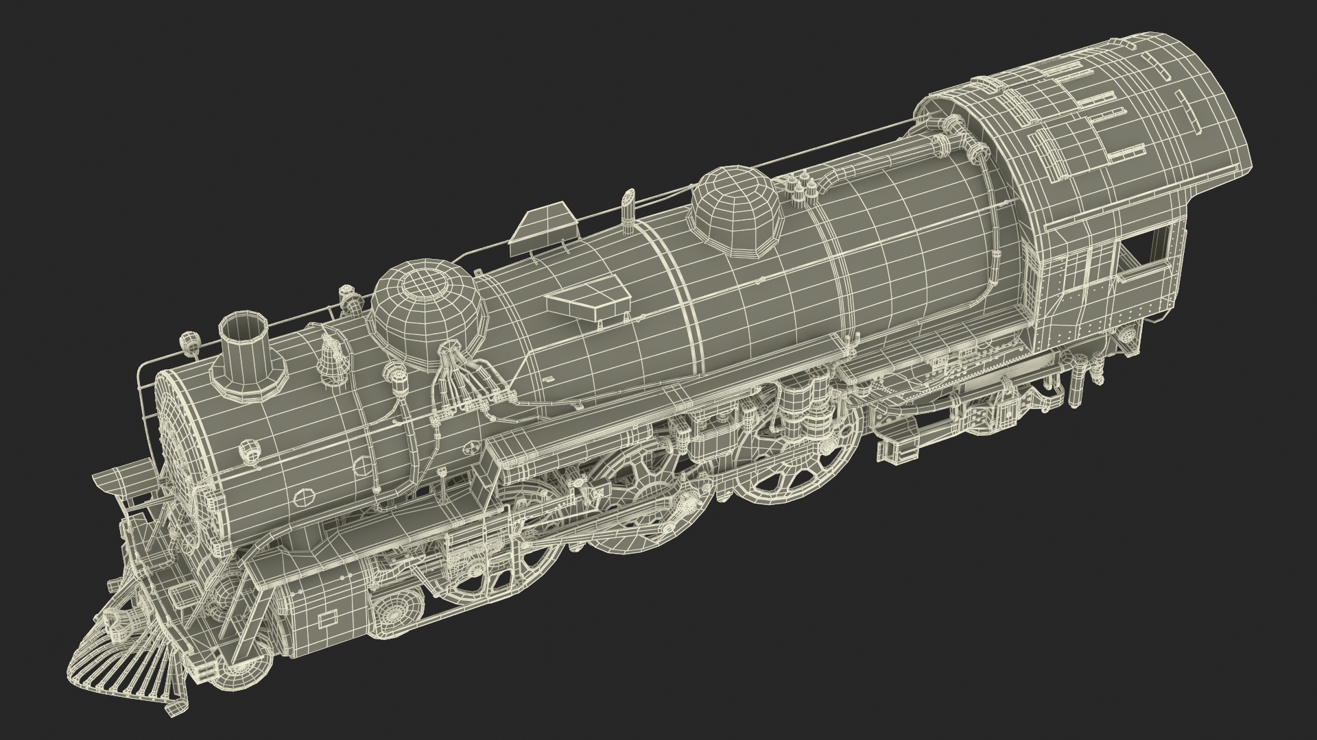 3D model Steam locomotive Santa Fe 3415