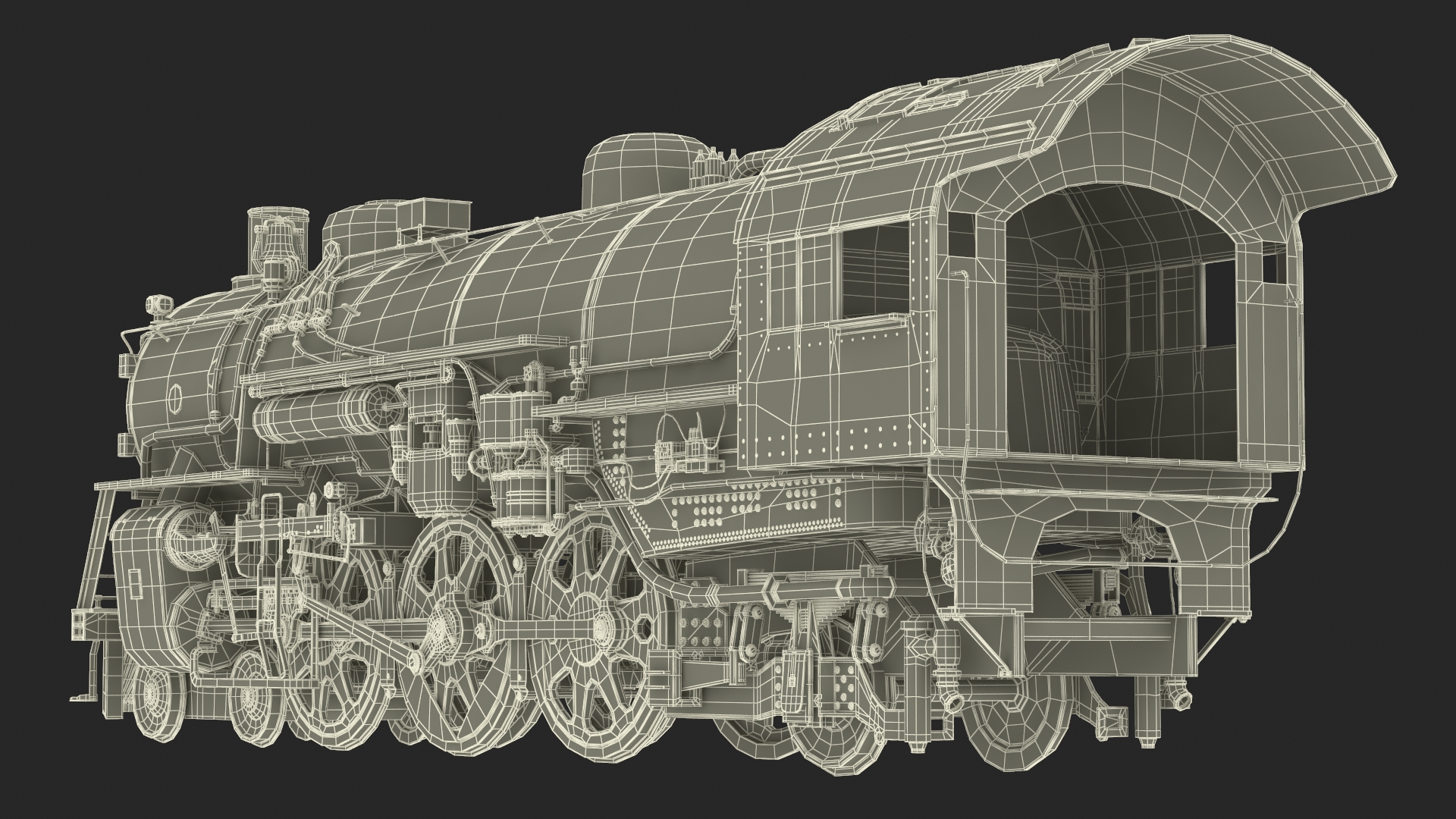 3D model Steam locomotive Santa Fe 3415