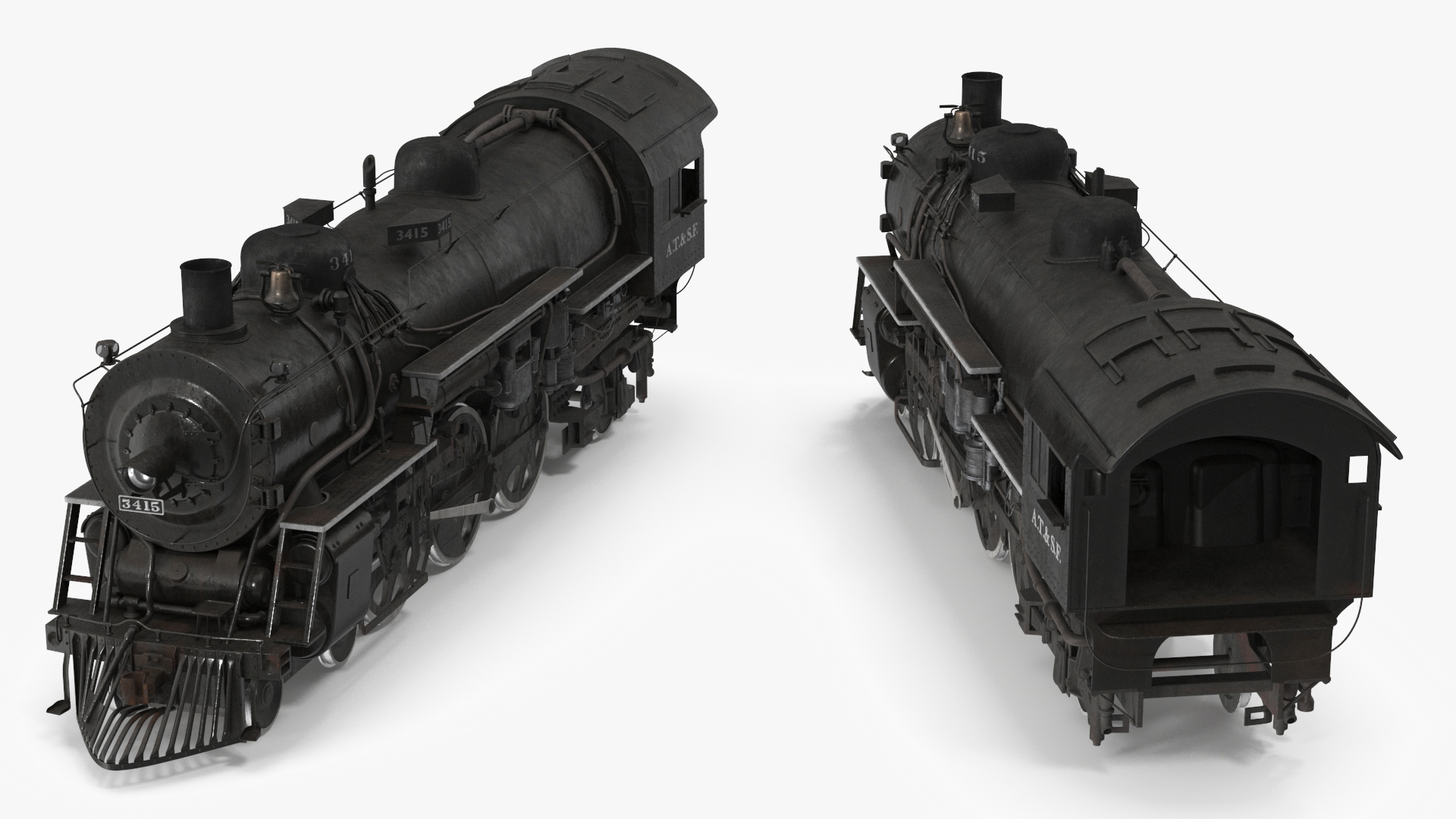 3D model Steam locomotive Santa Fe 3415