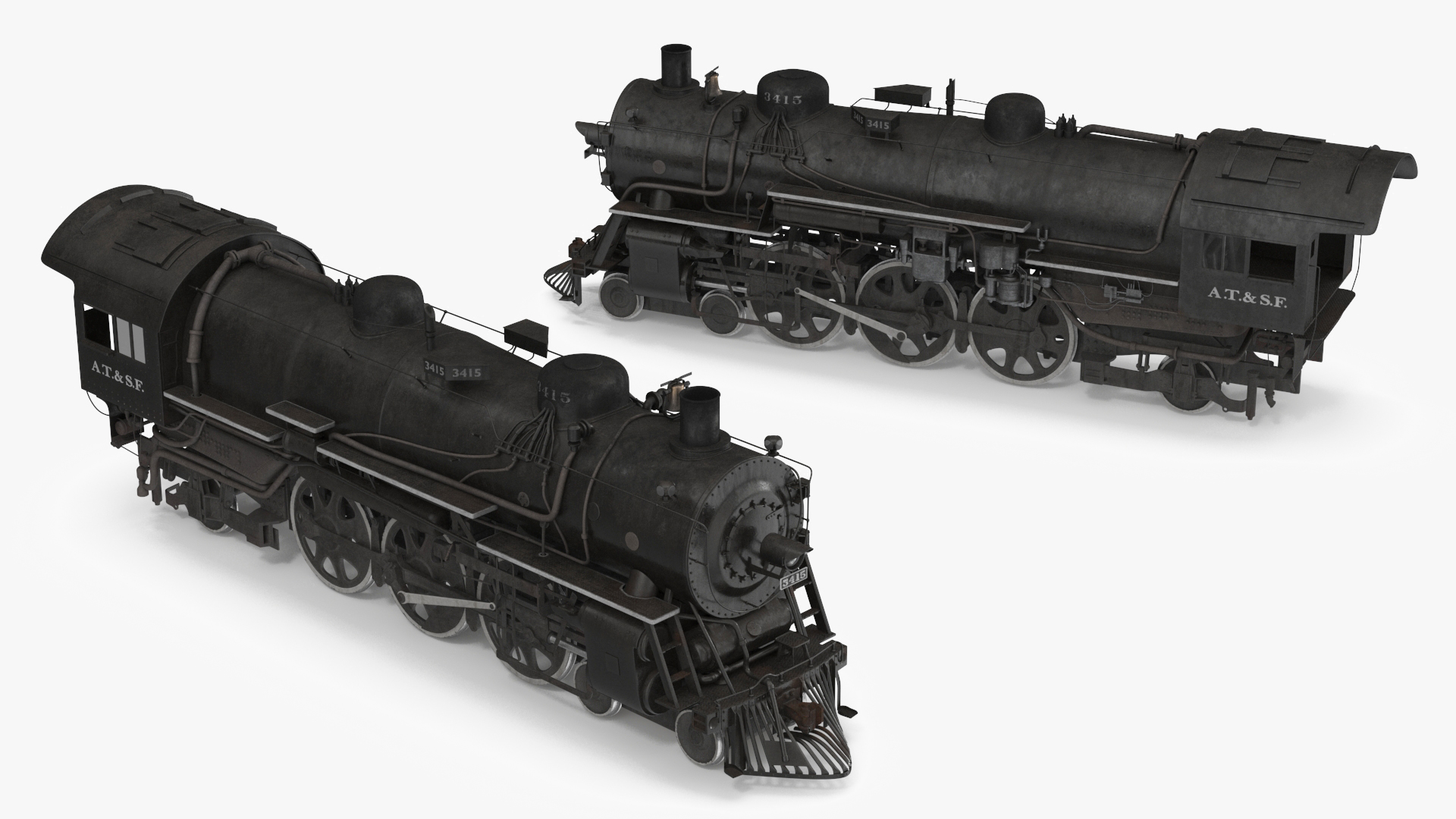 3D model Steam locomotive Santa Fe 3415