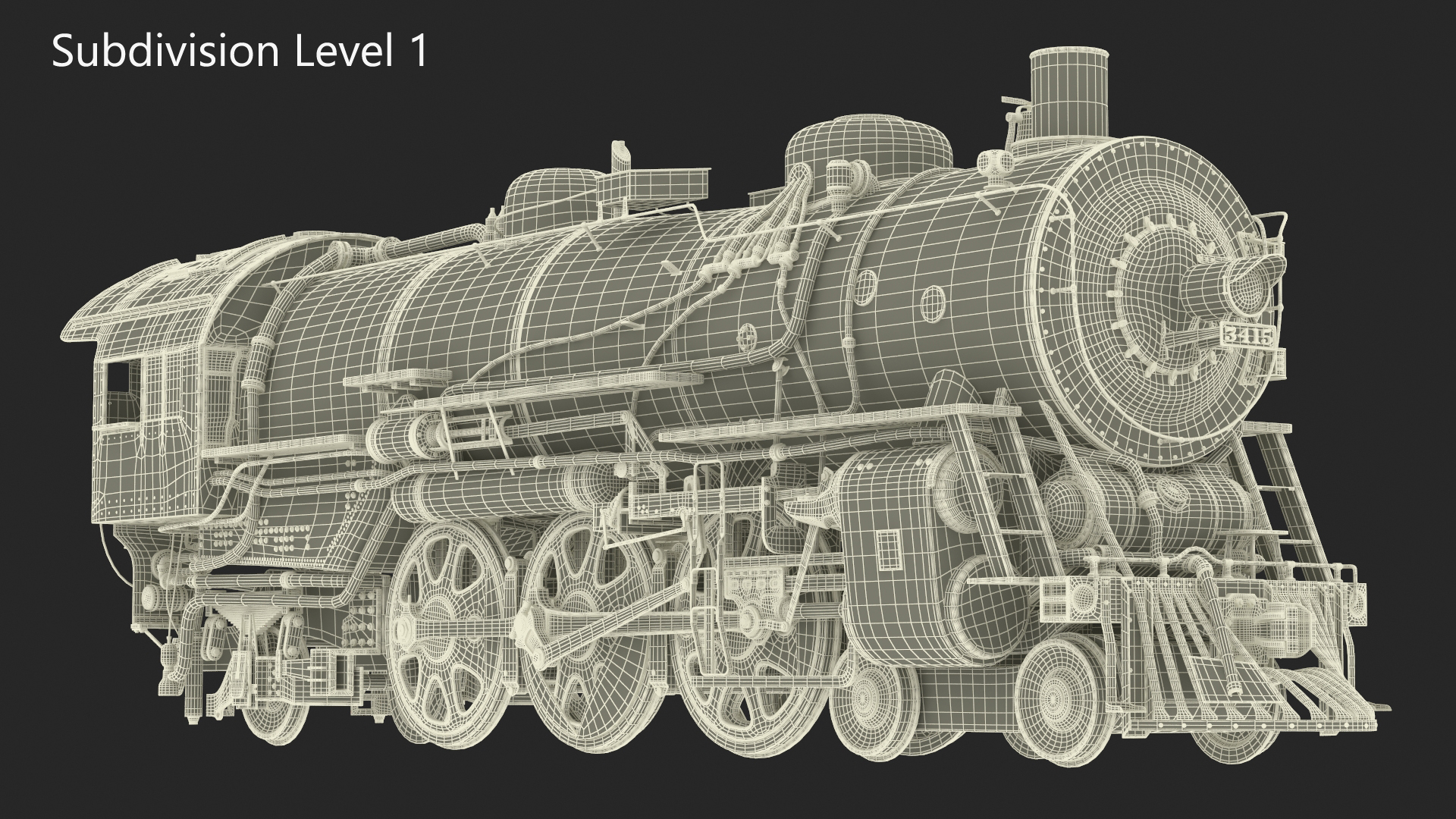 3D model Steam locomotive Santa Fe 3415