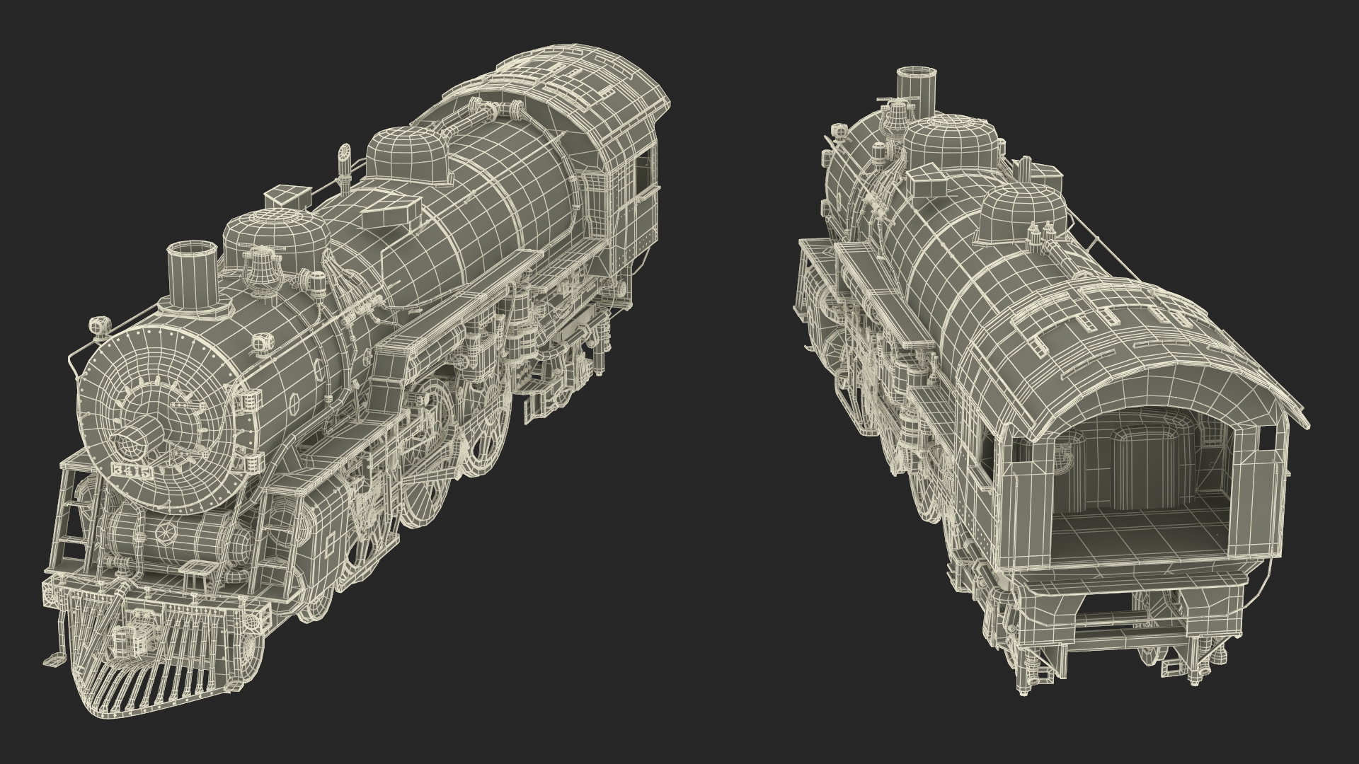 3D model Steam locomotive Santa Fe 3415