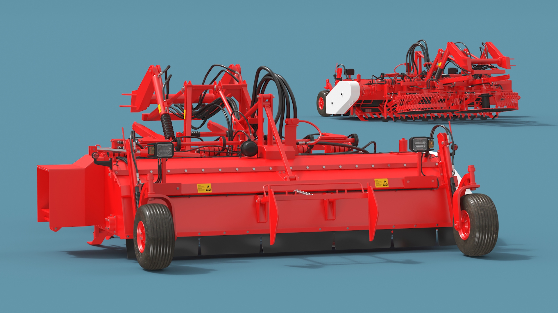Sugar Beet Harvester Tool Details Red Rigged 3D model