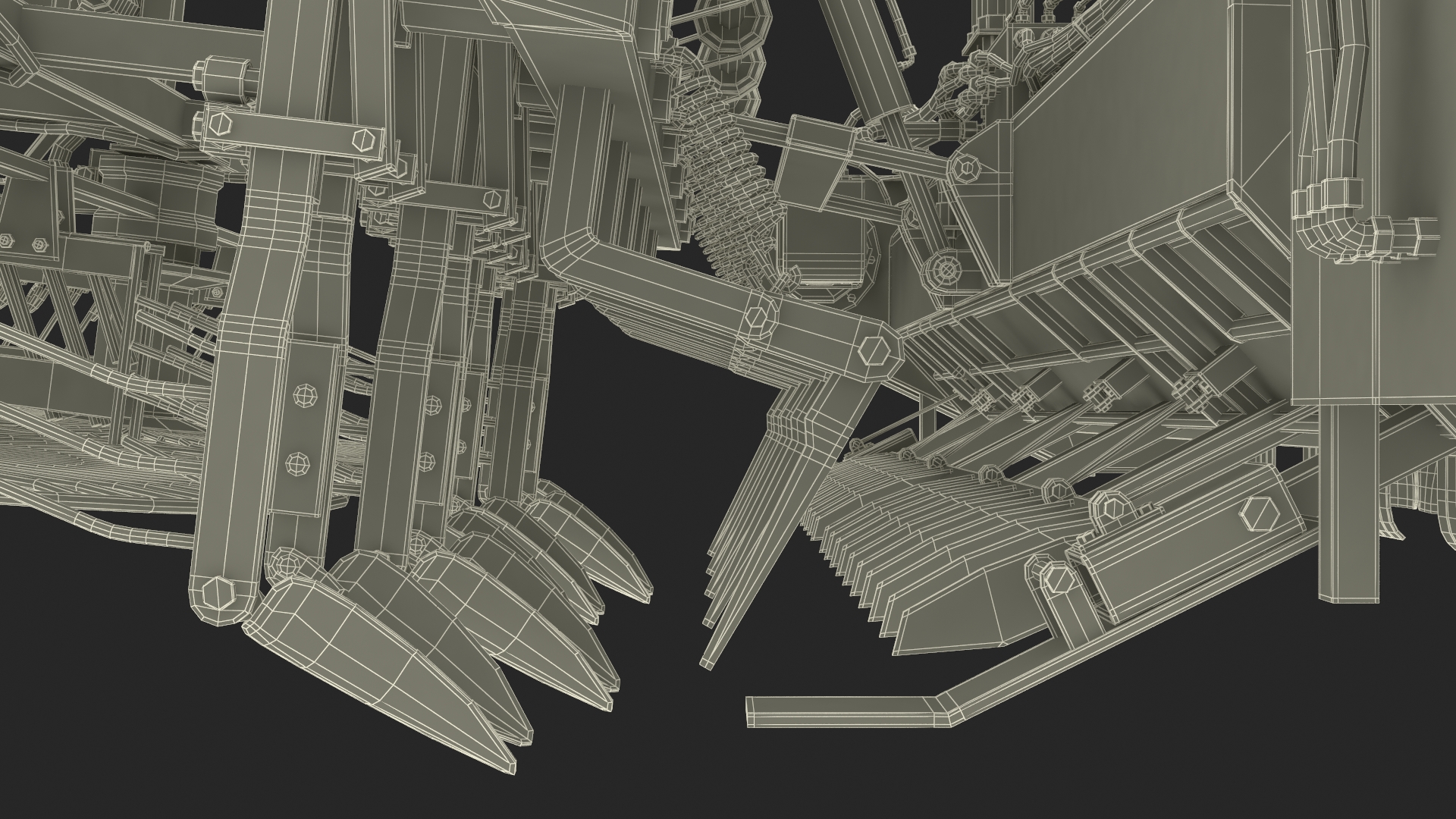 Sugar Beet Harvester Tool Details Red Rigged 3D model
