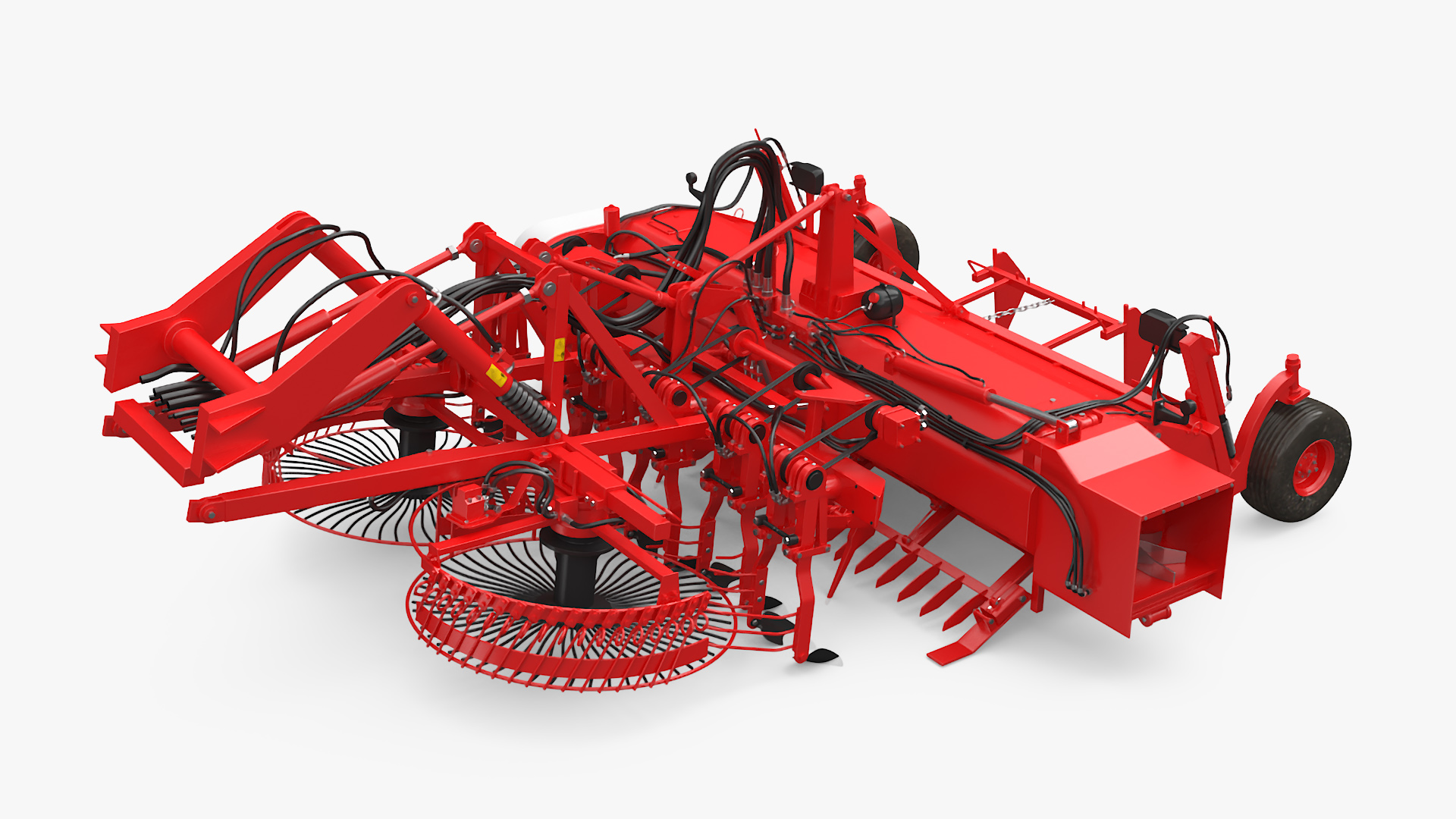 Sugar Beet Harvester Tool Details Red Rigged 3D model