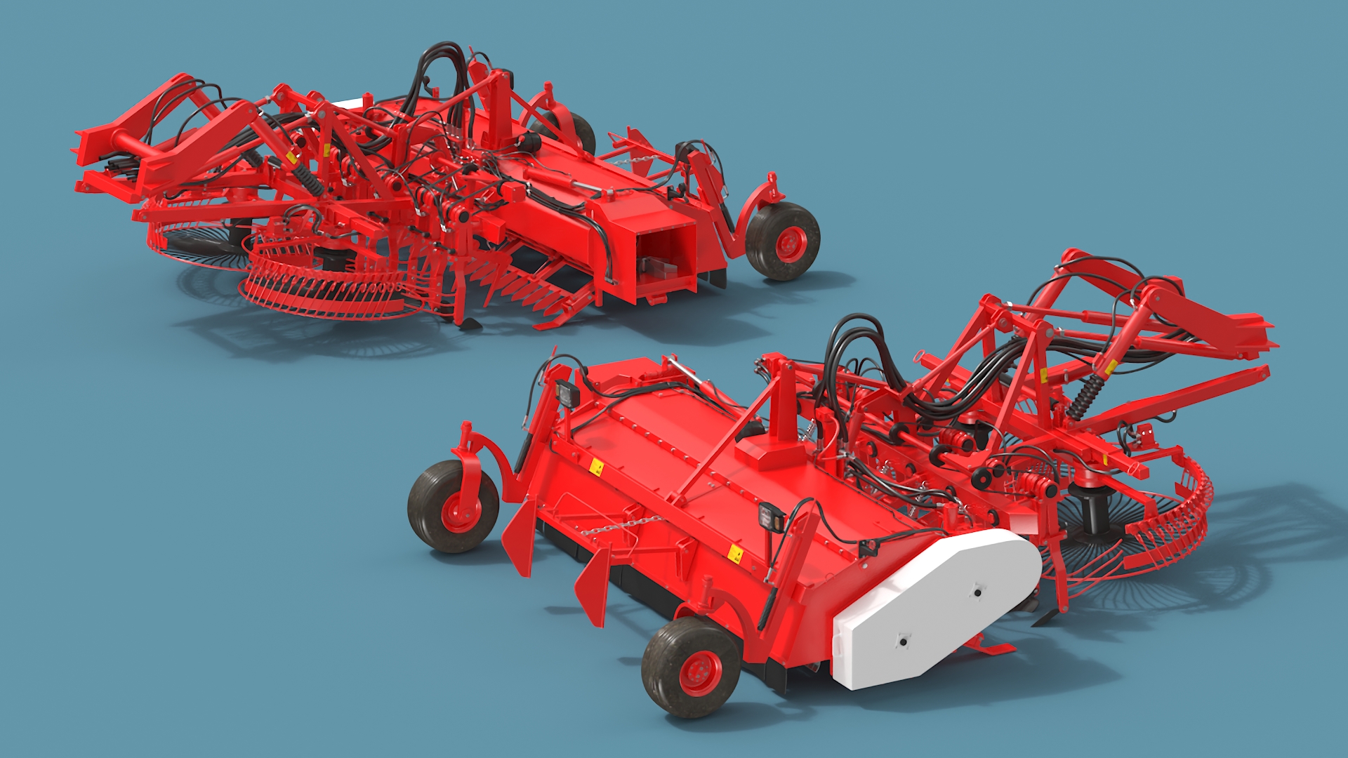Sugar Beet Harvester Tool Details Red Rigged 3D model