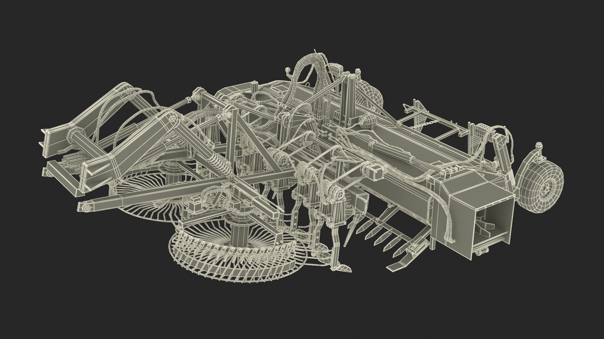 Sugar Beet Harvester Tool Details Red Rigged 3D model