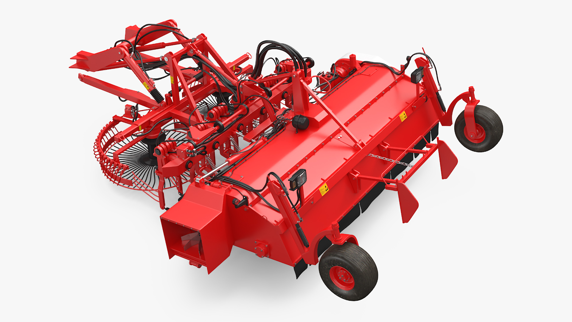 Sugar Beet Harvester Tool Details Red Rigged 3D model