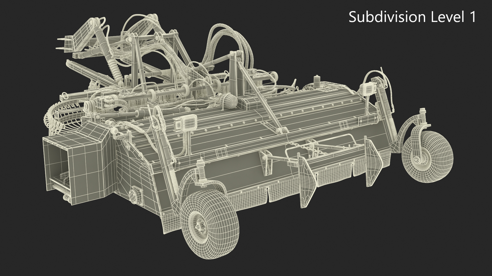 Sugar Beet Harvester Tool Details Red Rigged 3D model