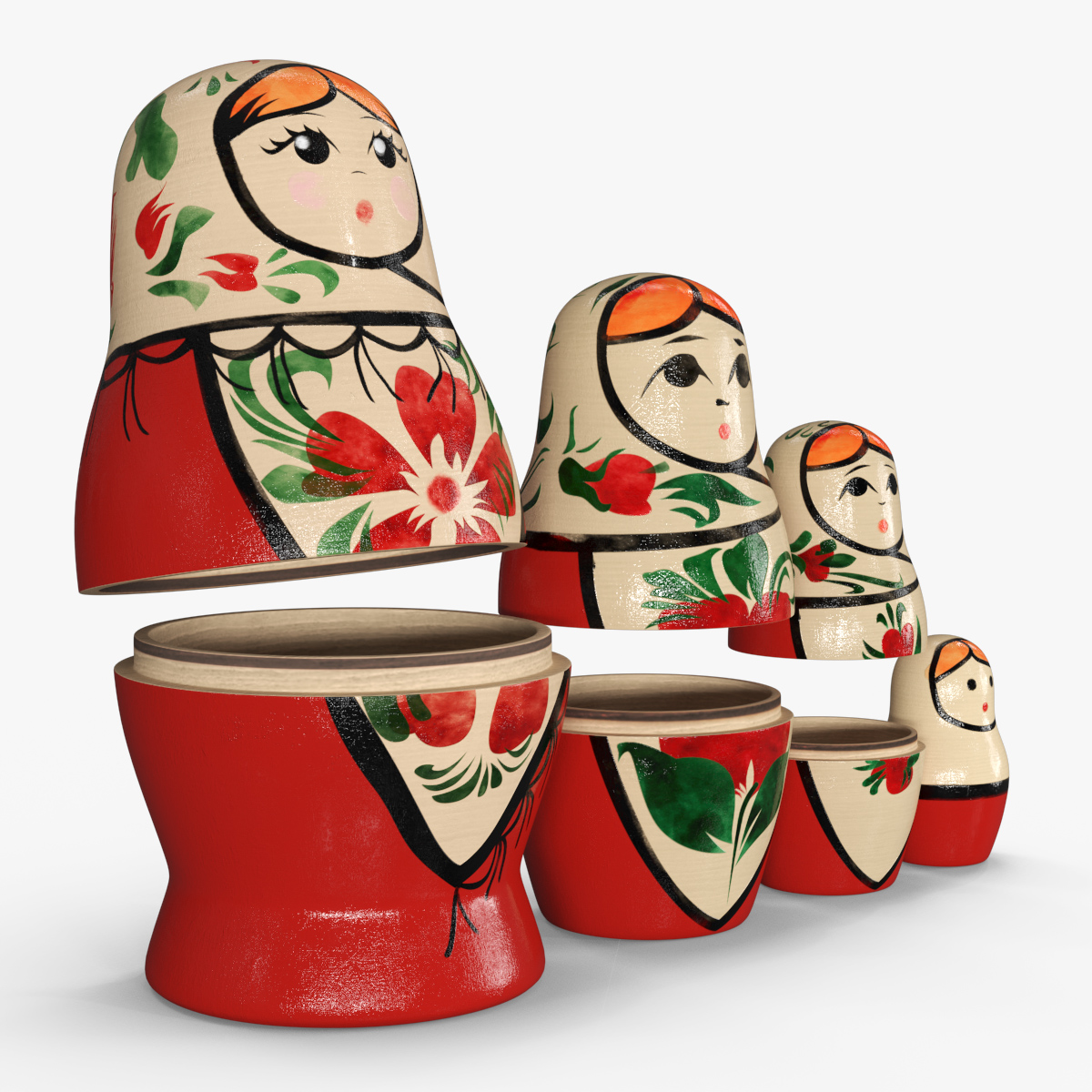 Matryoshka Set 3D model collection preview