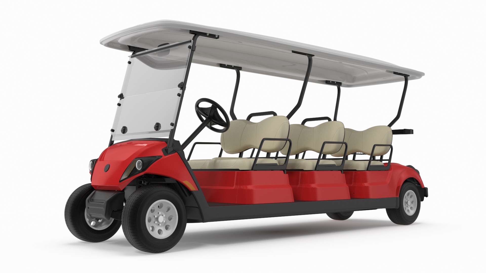 Yamaha Golf Electric Six Seat Car Red 3D