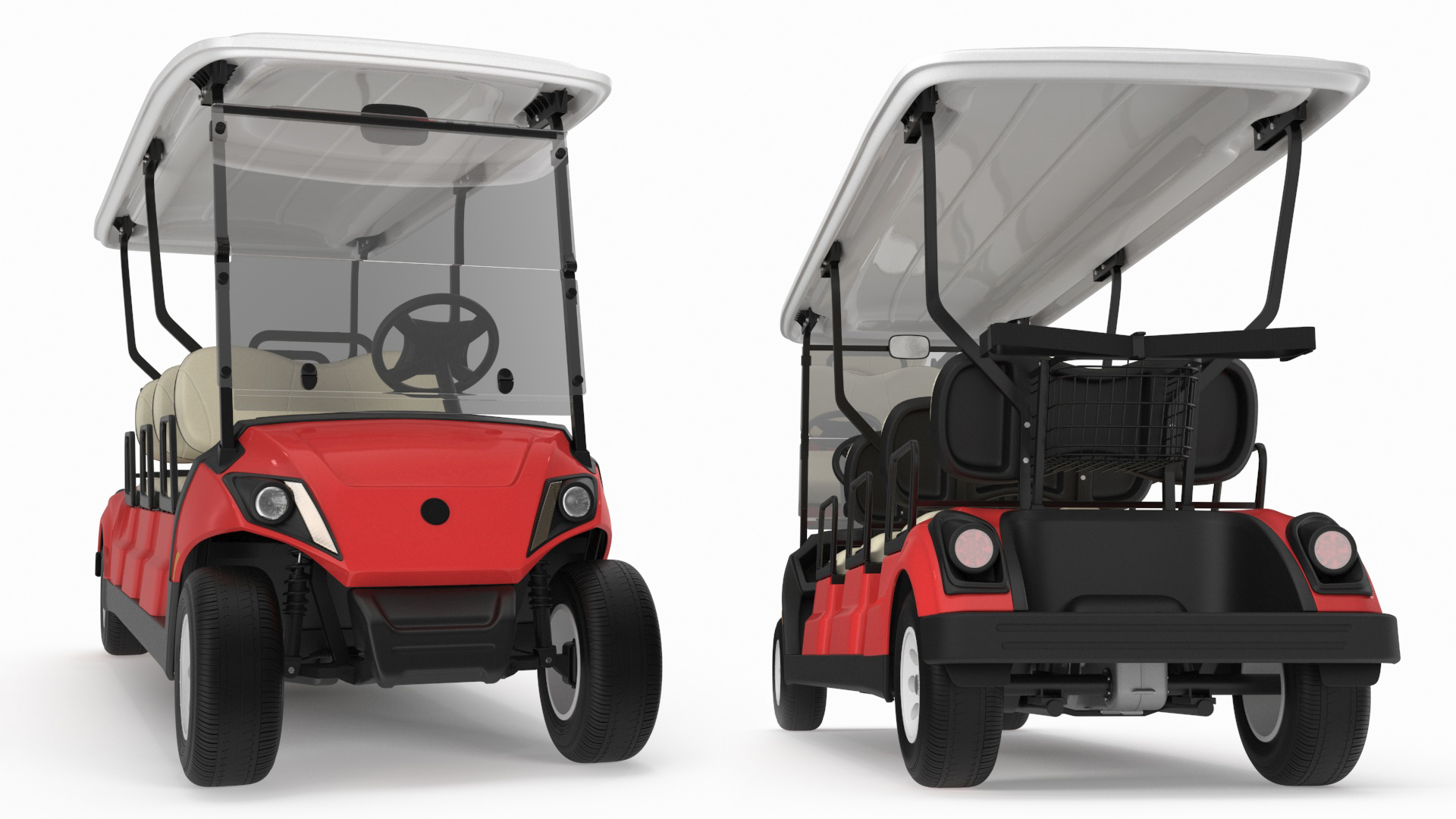 Yamaha Golf Electric Six Seat Car Red 3D