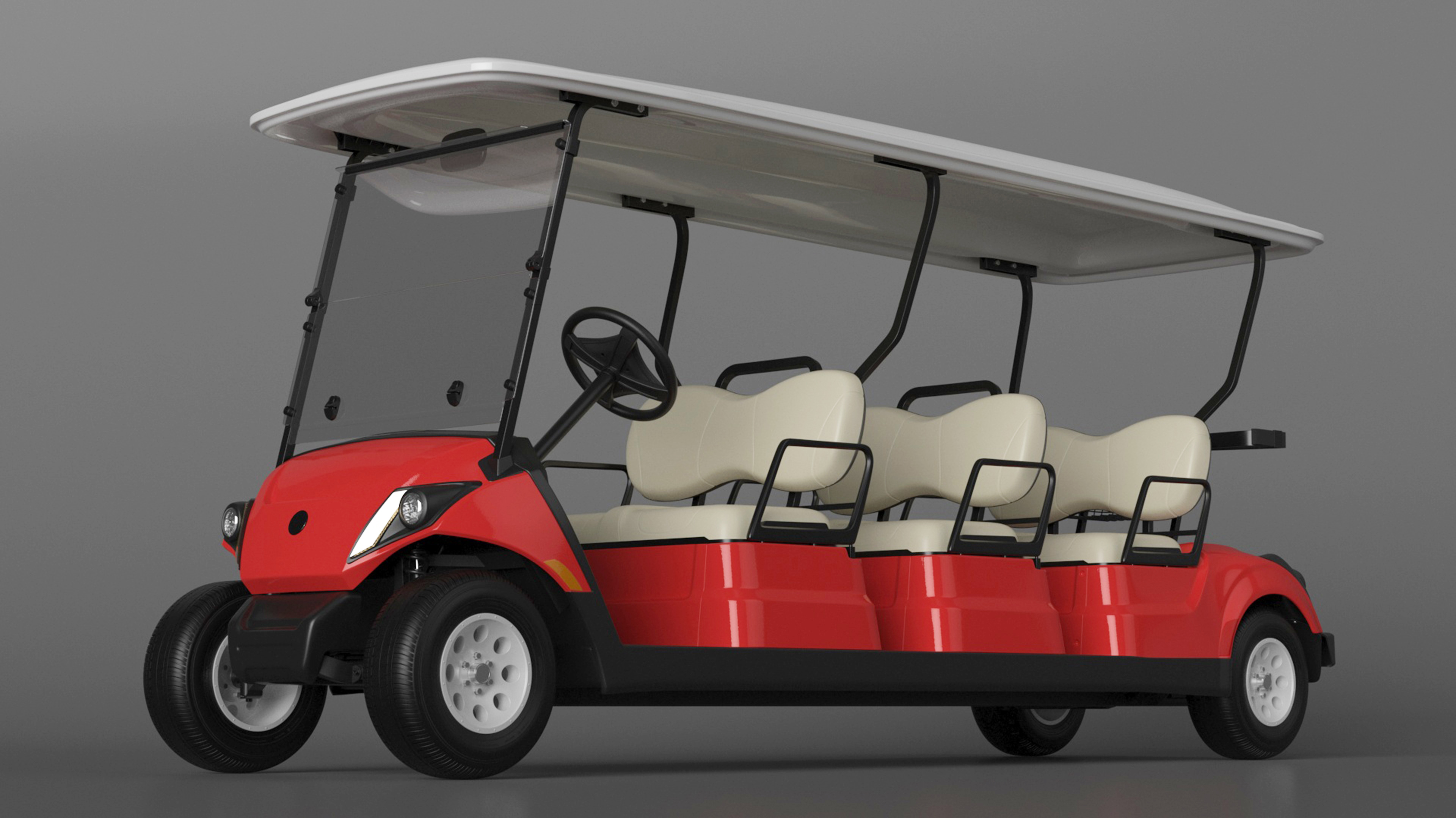 Yamaha Golf Electric Six Seat Car Red 3D
