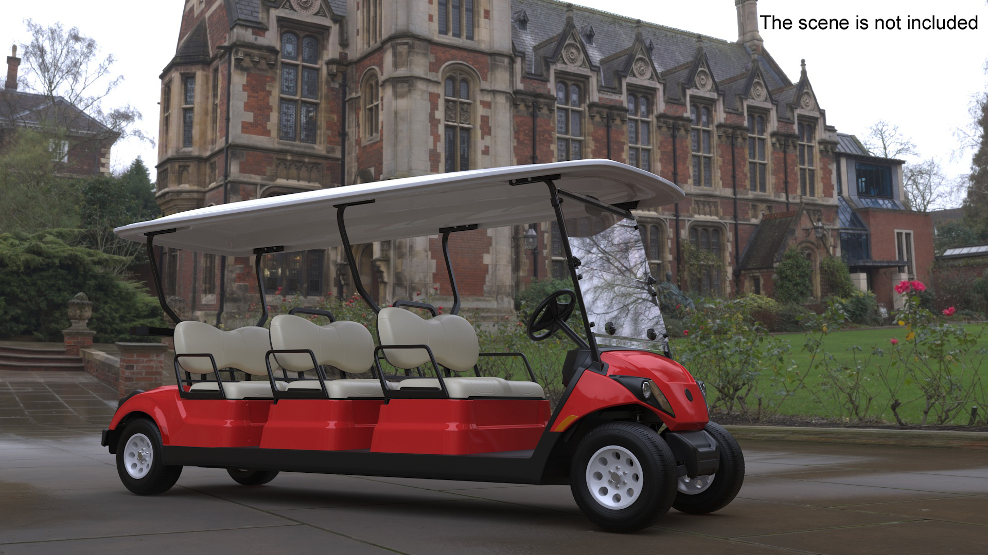 Yamaha Golf Electric Six Seat Car Red 3D