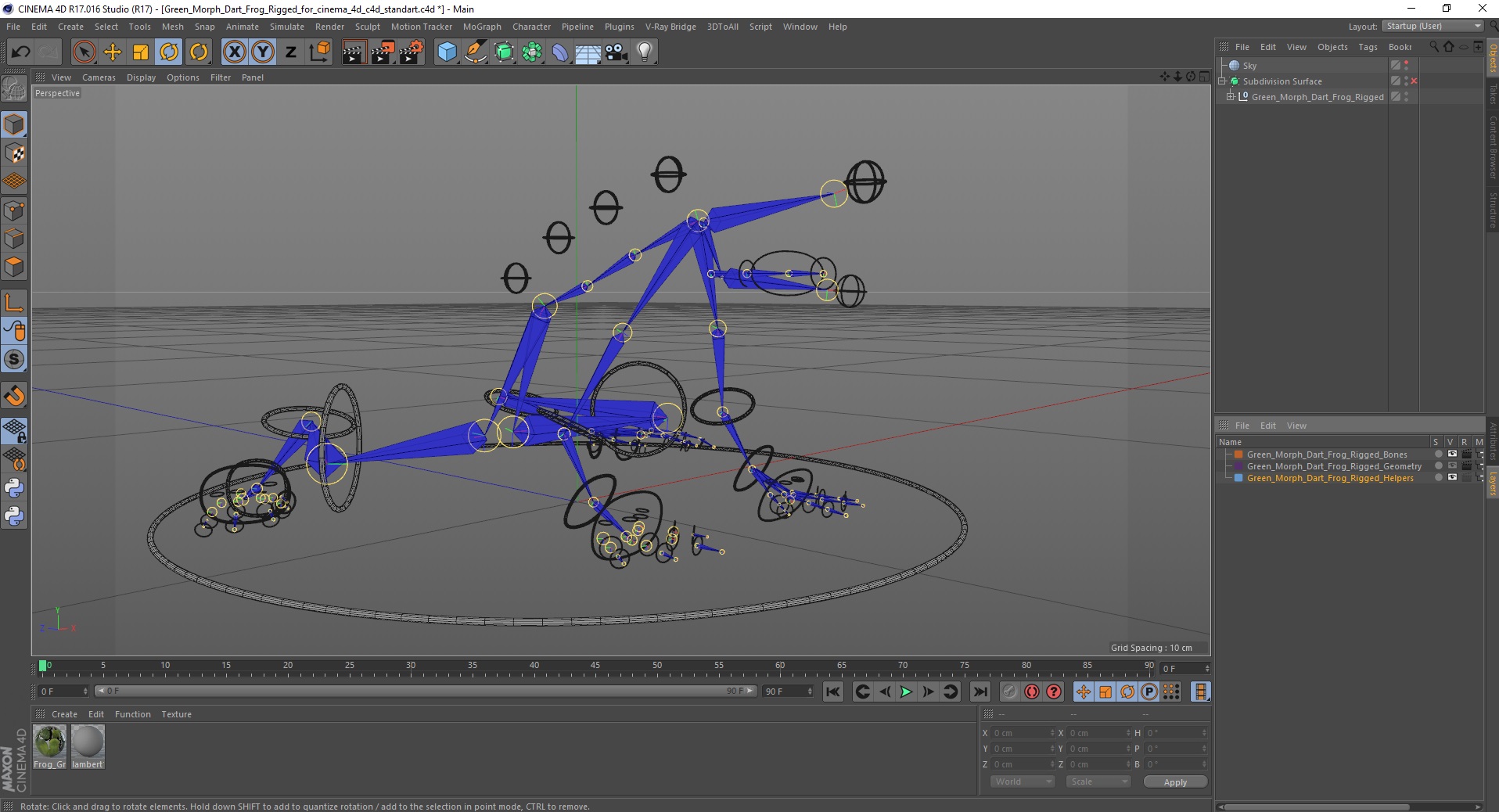 Green Morph Dart Frog Rigged for Cinema 4D 3D