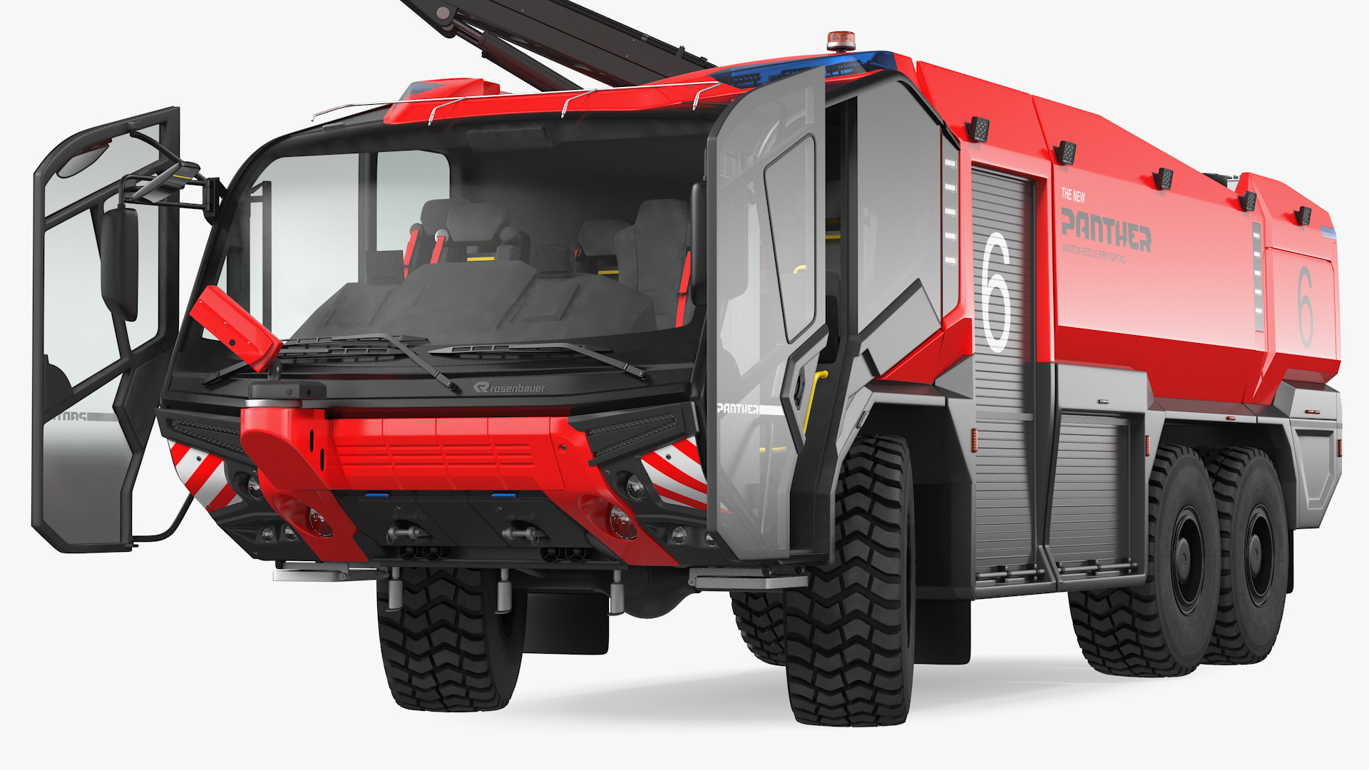 3D Rosenbauer Panther 6x6 Firefighting Truck Rigged model