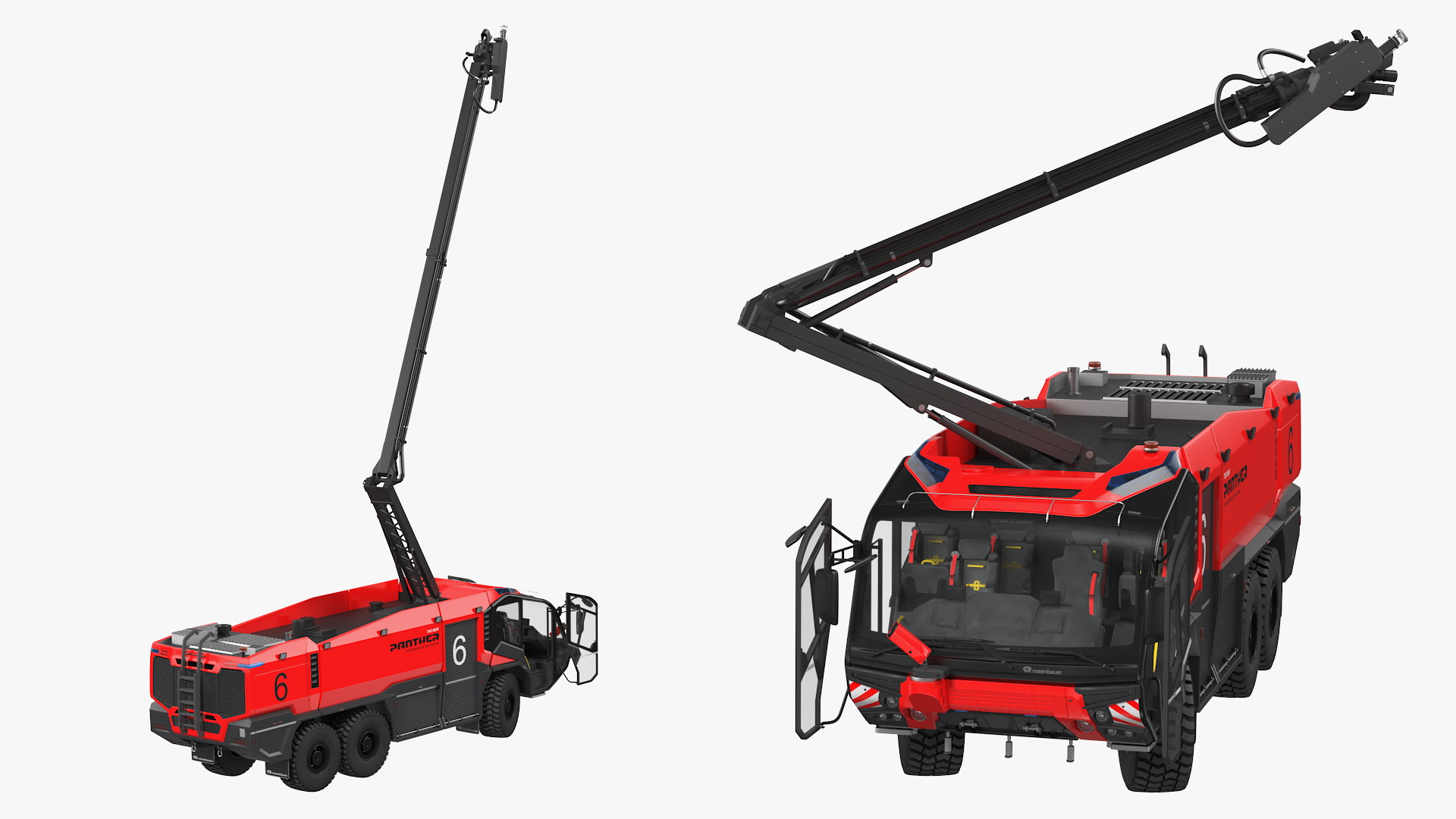 3D Rosenbauer Panther 6x6 Firefighting Truck Rigged model