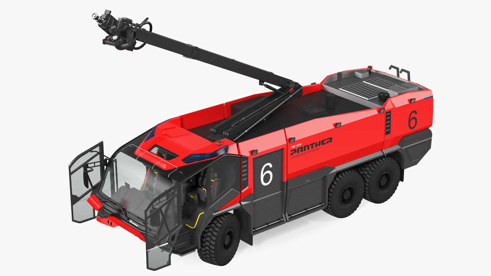 3D Rosenbauer Panther 6x6 Firefighting Truck Rigged model