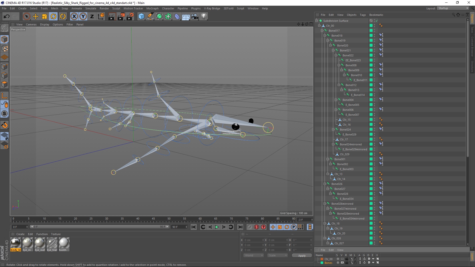 Realistic Silky Shark Rigged for Cinema 4D 3D