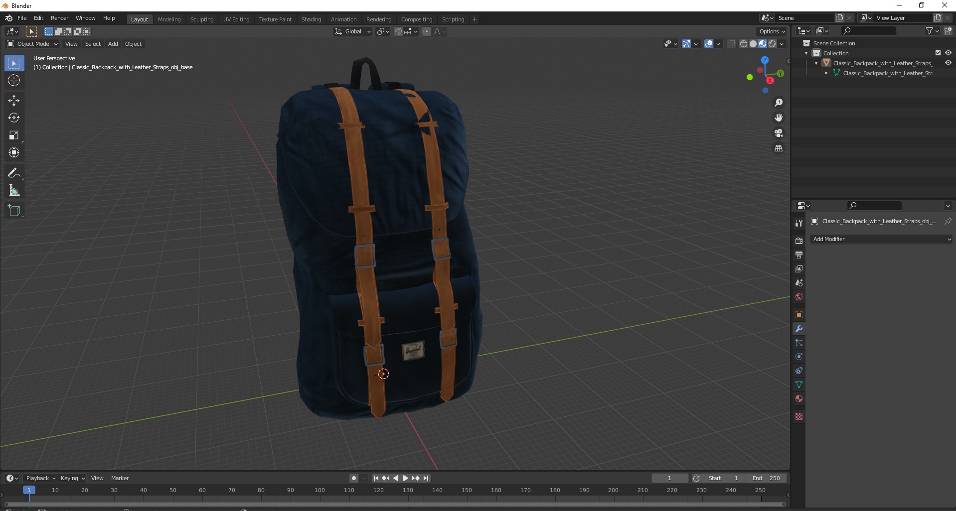3D Classic Backpack with Leather Straps