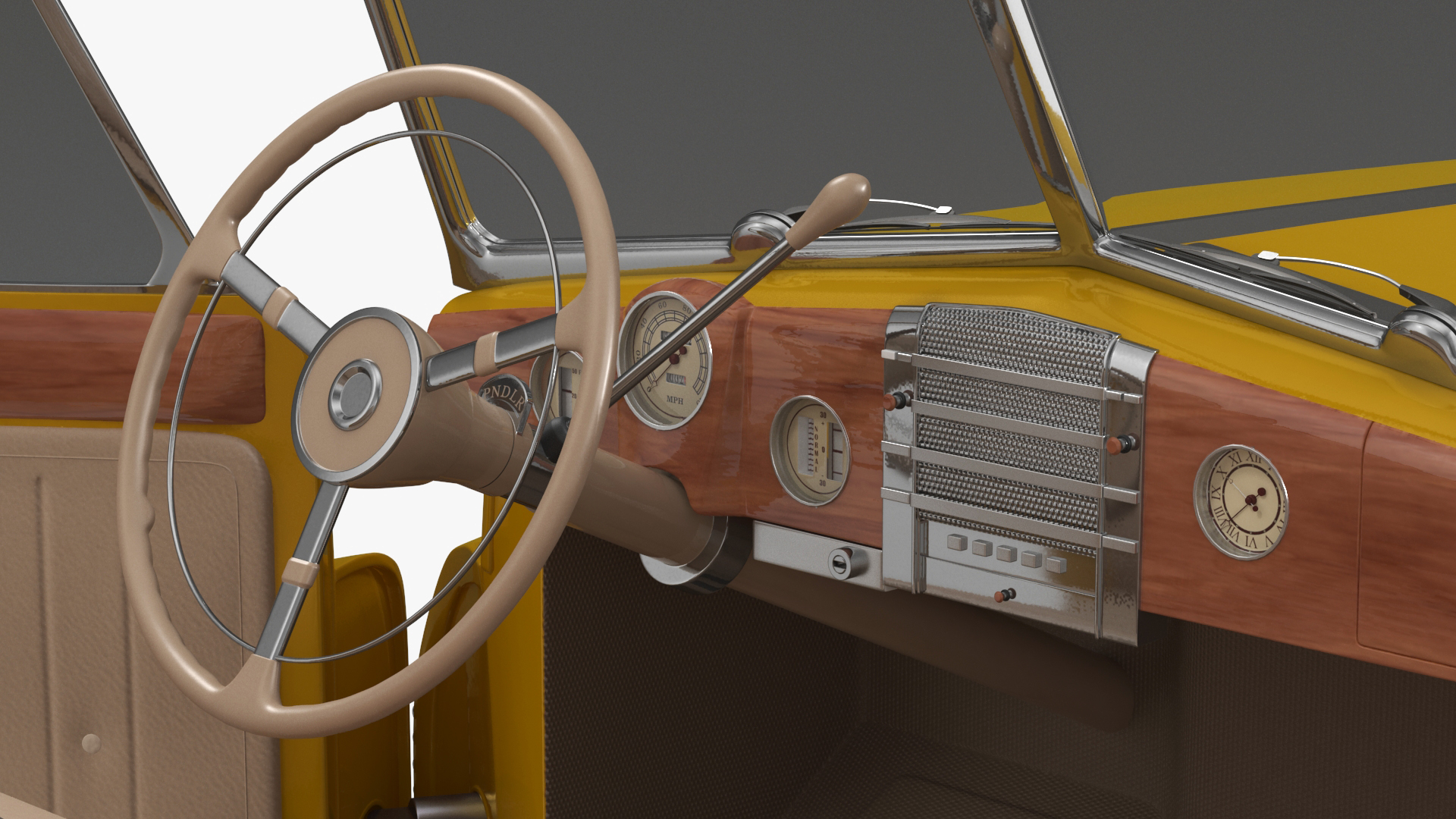 3D Yellow Hover Retro Car Rigged for Cinema 4D model