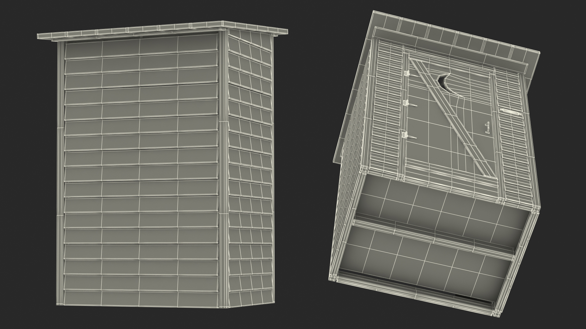 3D model Painted Wooden Outhouse Toilet