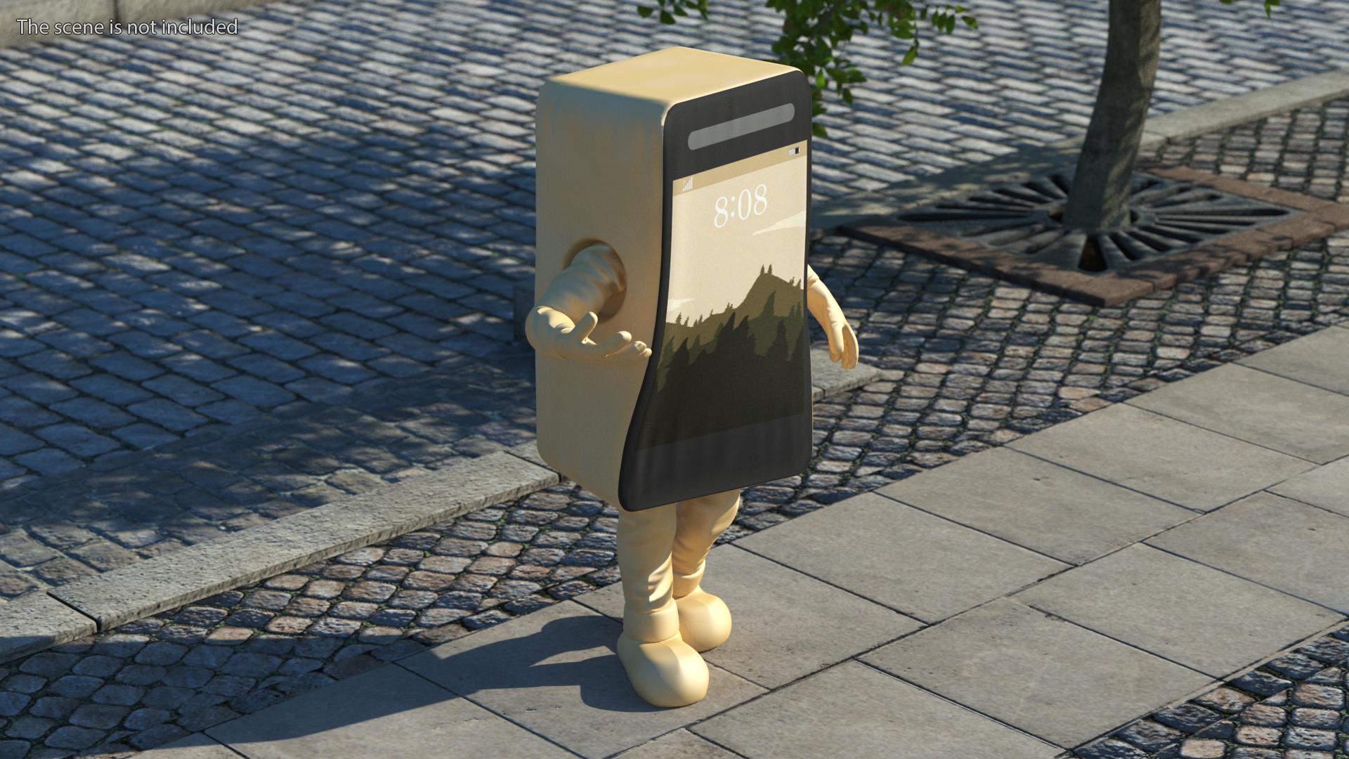 3D Cell IPhone Mascot Costume Golden Walking
