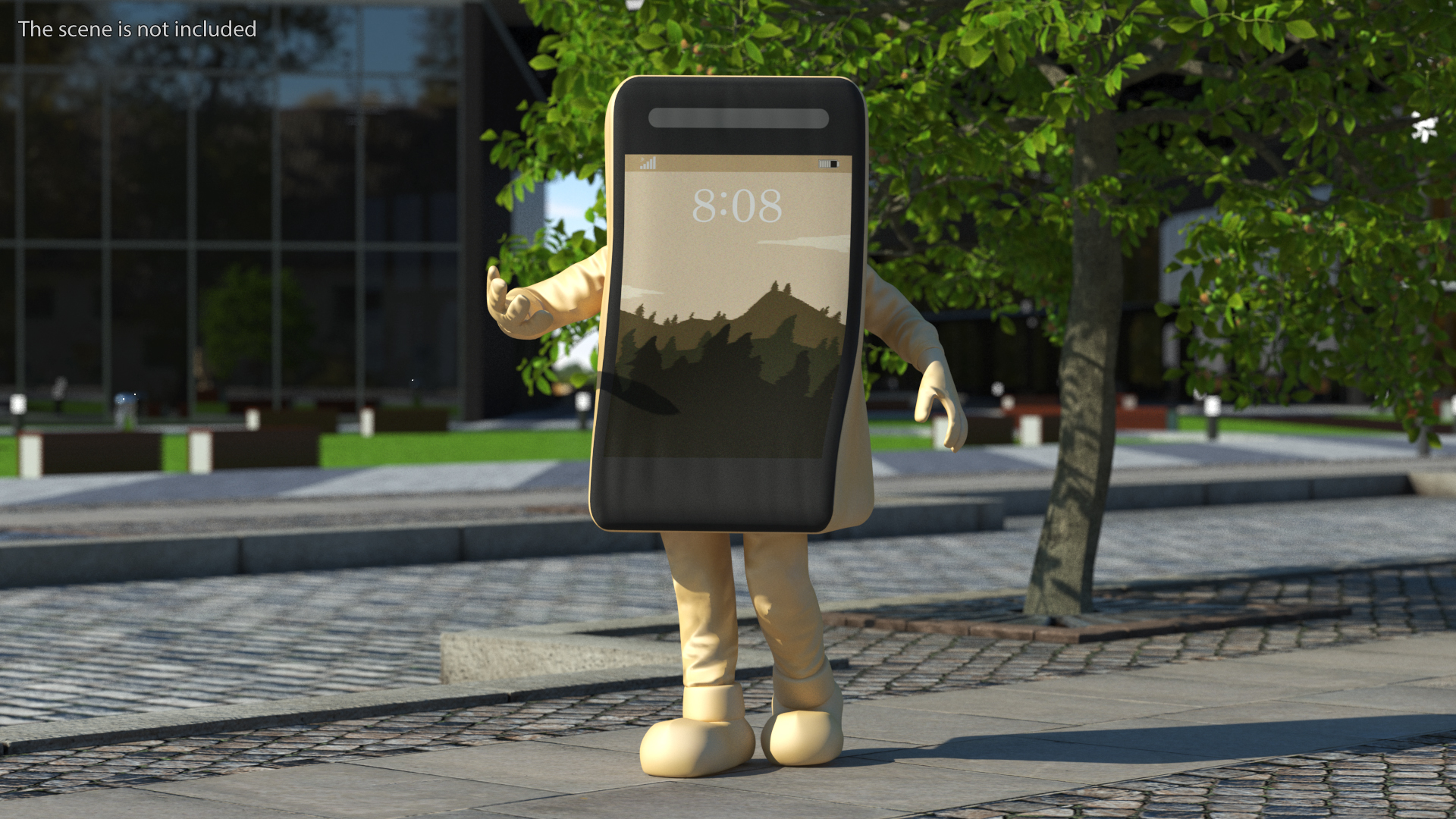 3D Cell IPhone Mascot Costume Golden Walking