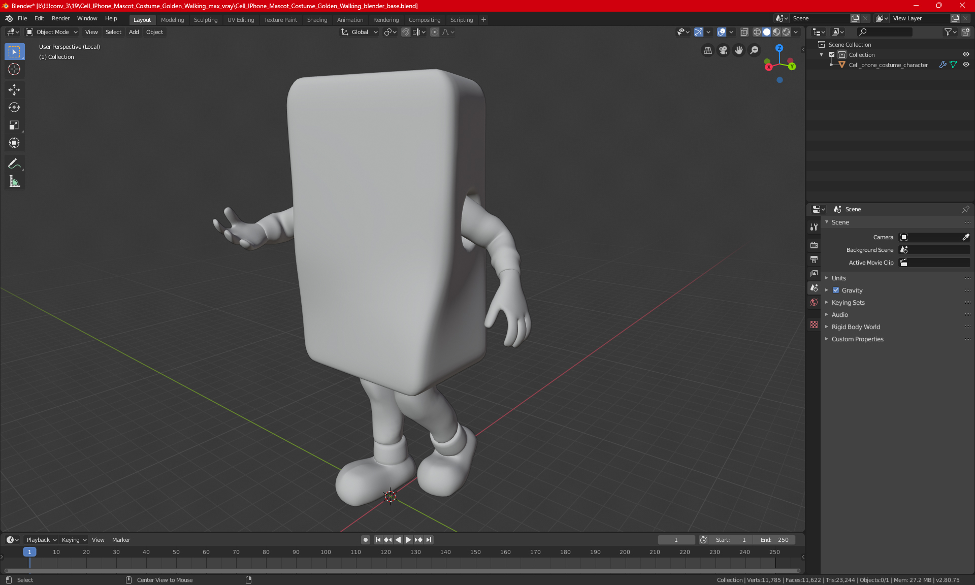 3D Cell IPhone Mascot Costume Golden Walking