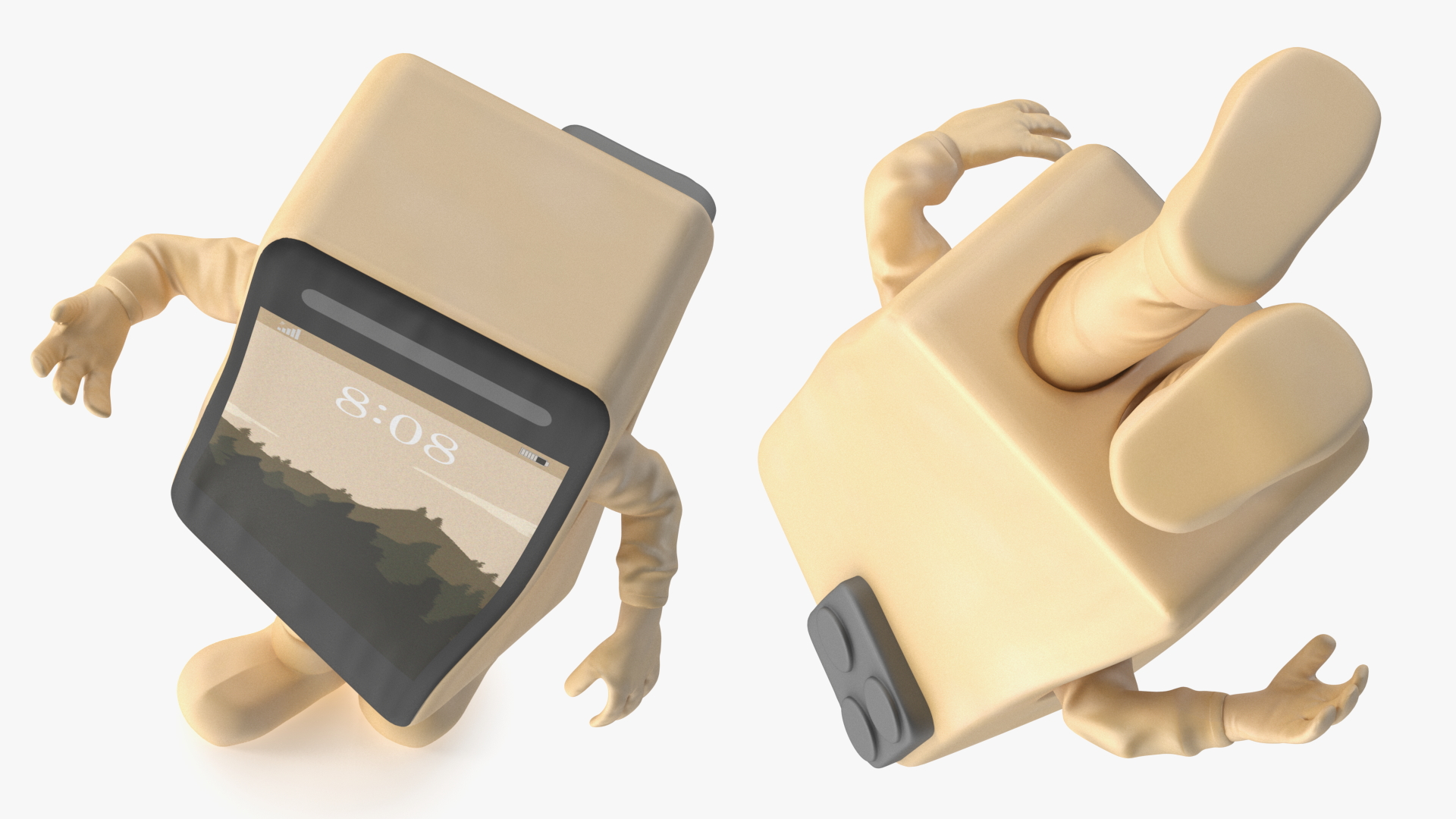3D Cell IPhone Mascot Costume Golden Walking