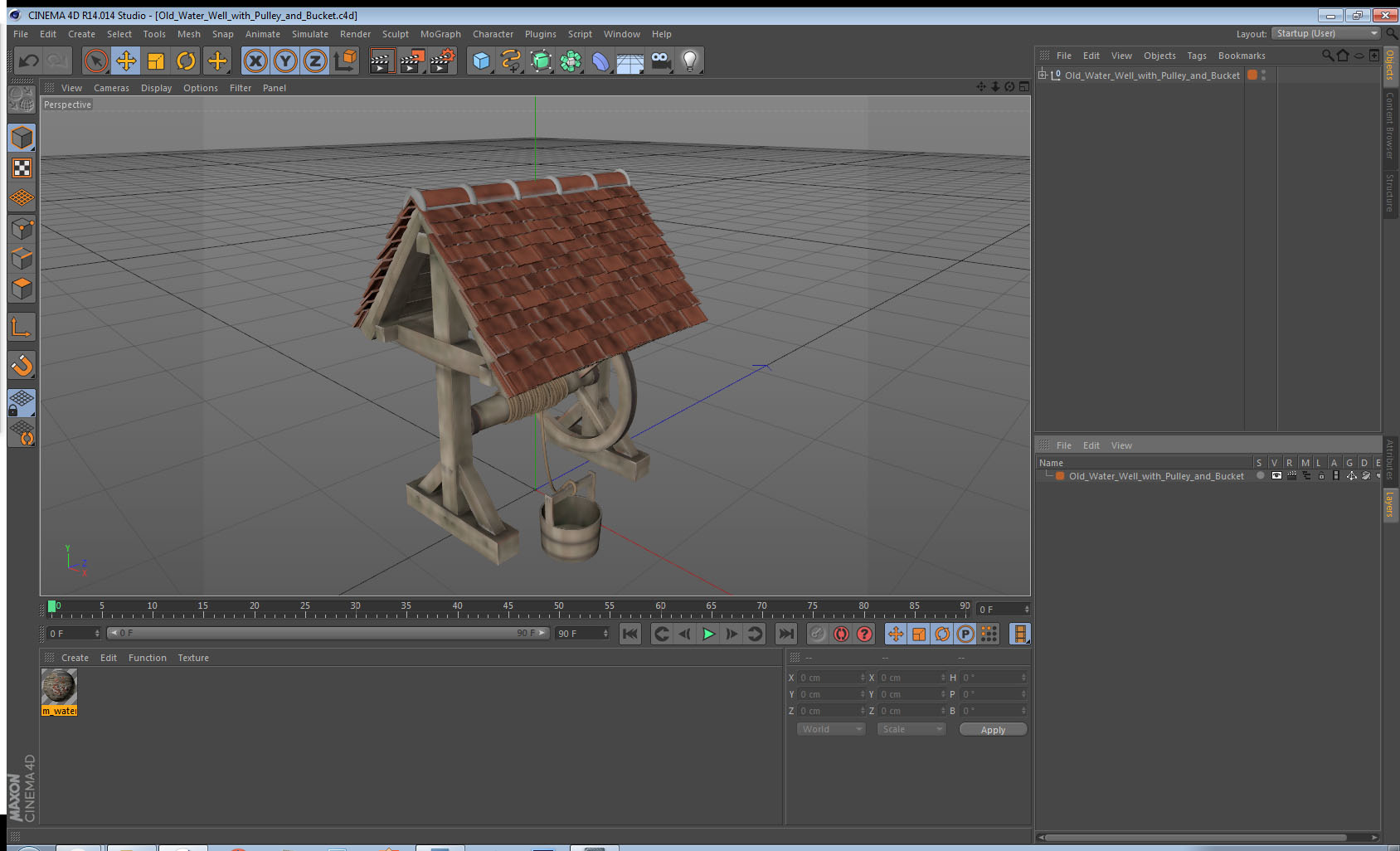 Old Water Well with Pulley and Bucket 3D