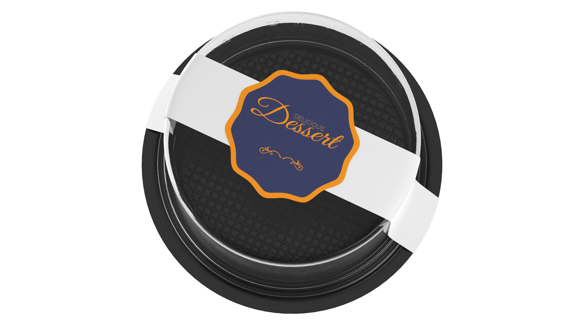 Plastic Container for Piece of Cake Round Black 3D