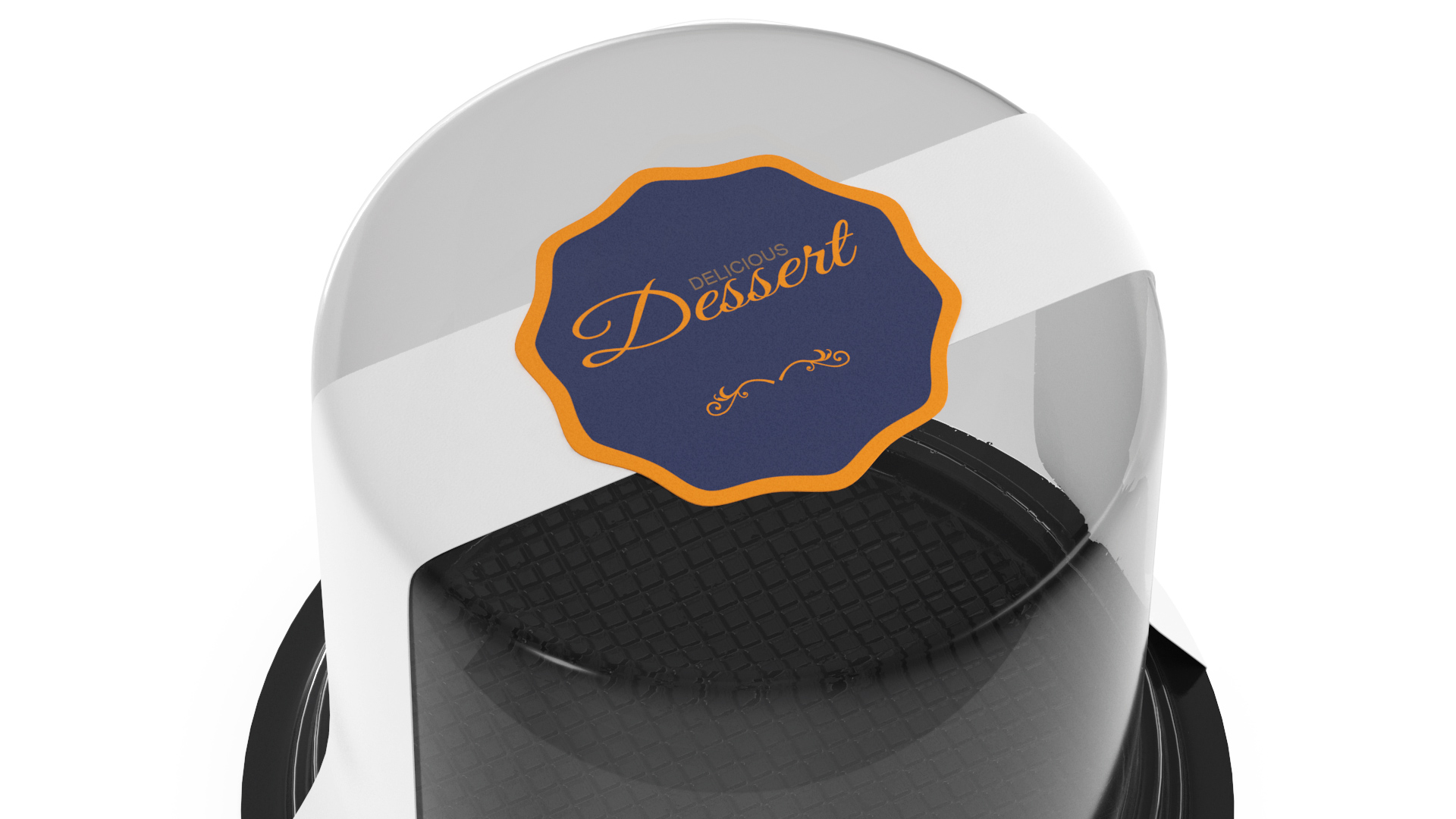 Plastic Container for Piece of Cake Round Black 3D