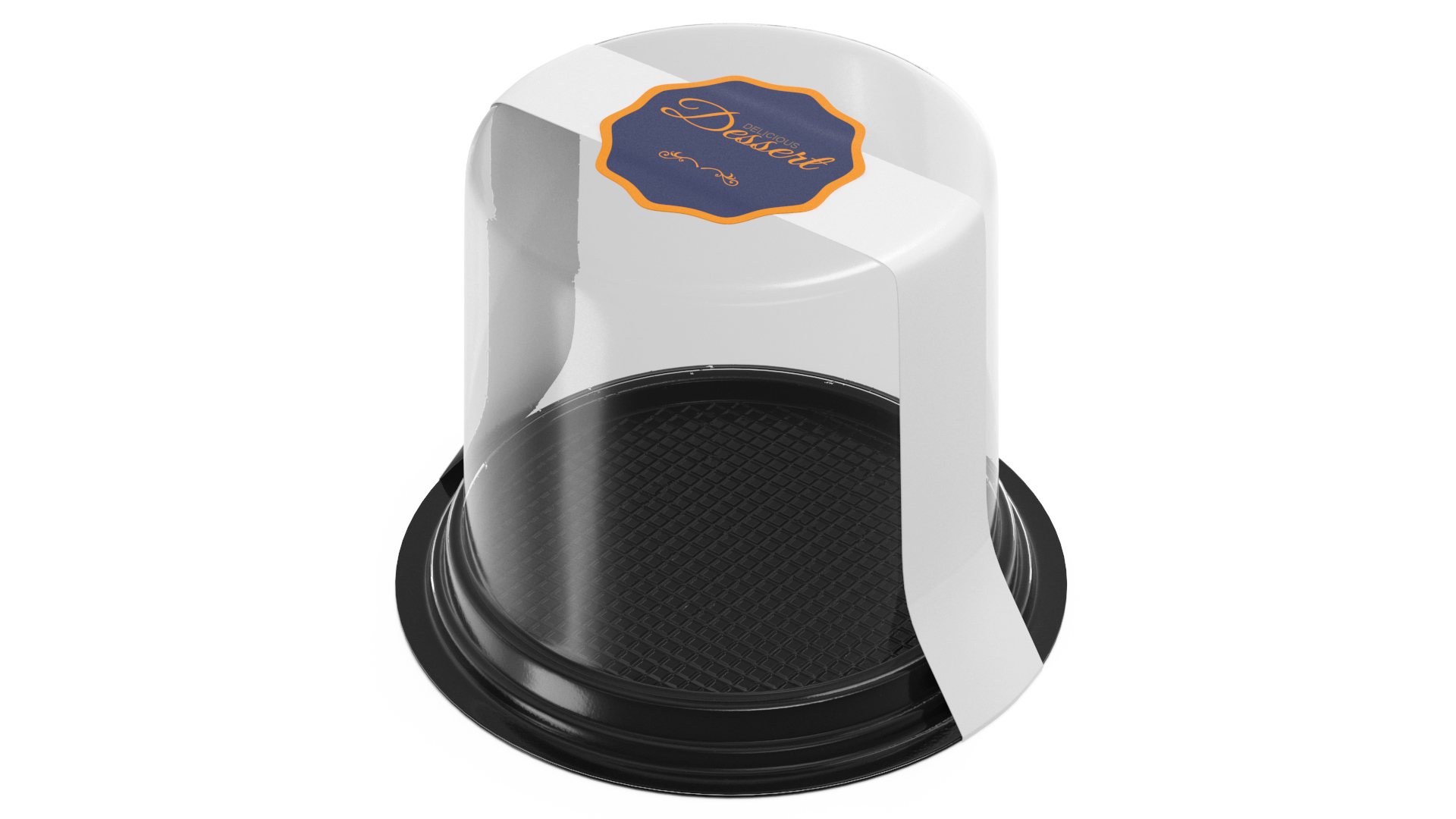 Plastic Container for Piece of Cake Round Black 3D