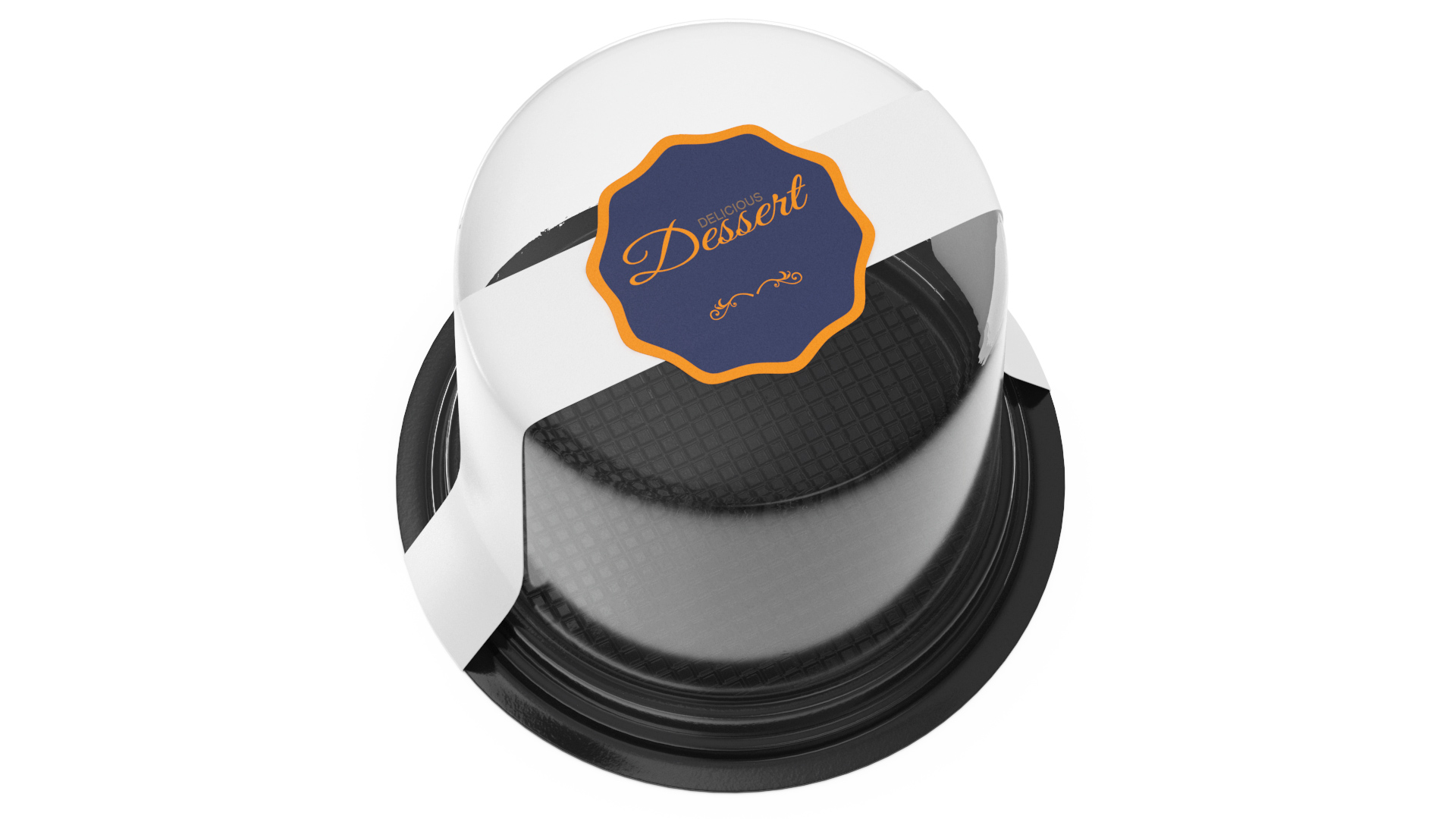 Plastic Container for Piece of Cake Round Black 3D