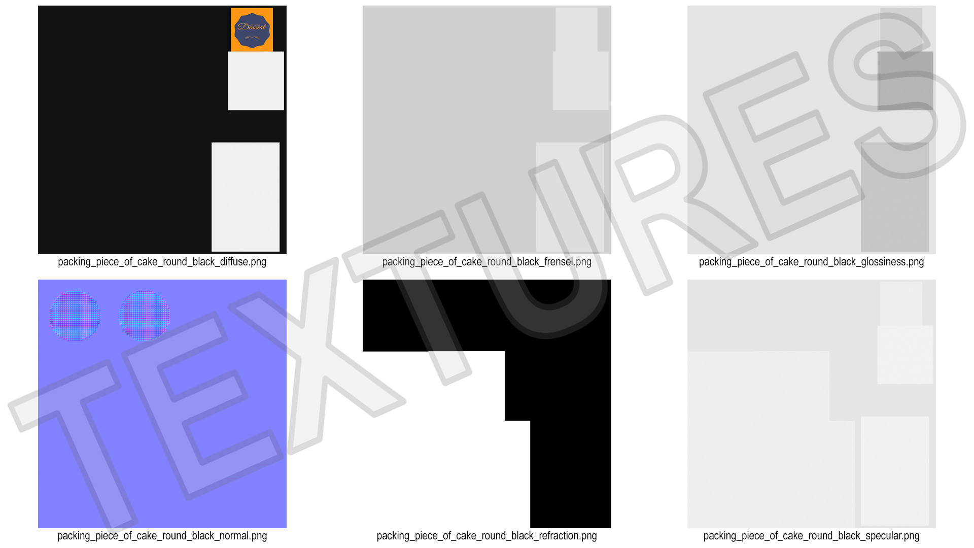Plastic Container for Piece of Cake Round Black 3D