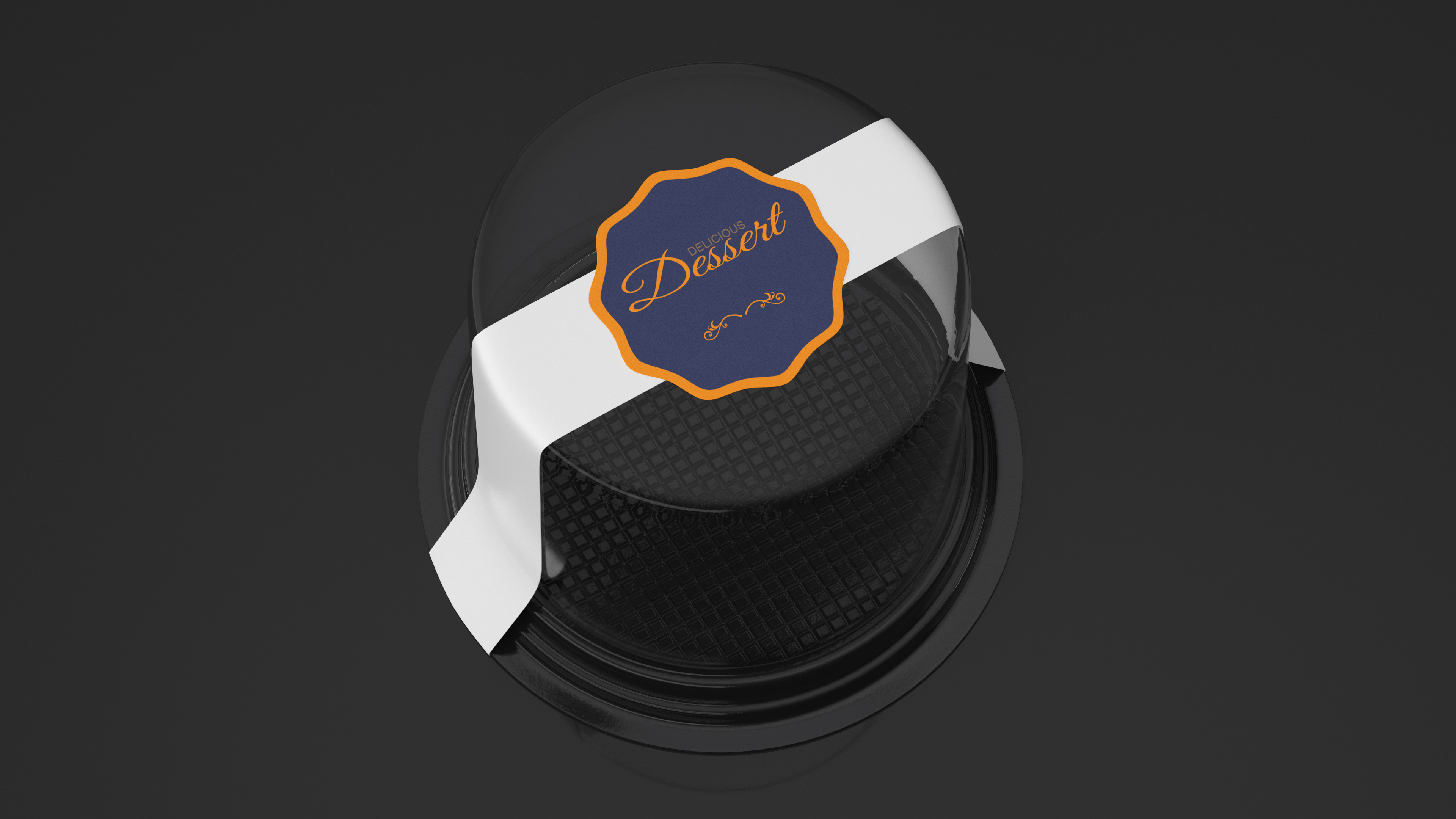 Plastic Container for Piece of Cake Round Black 3D