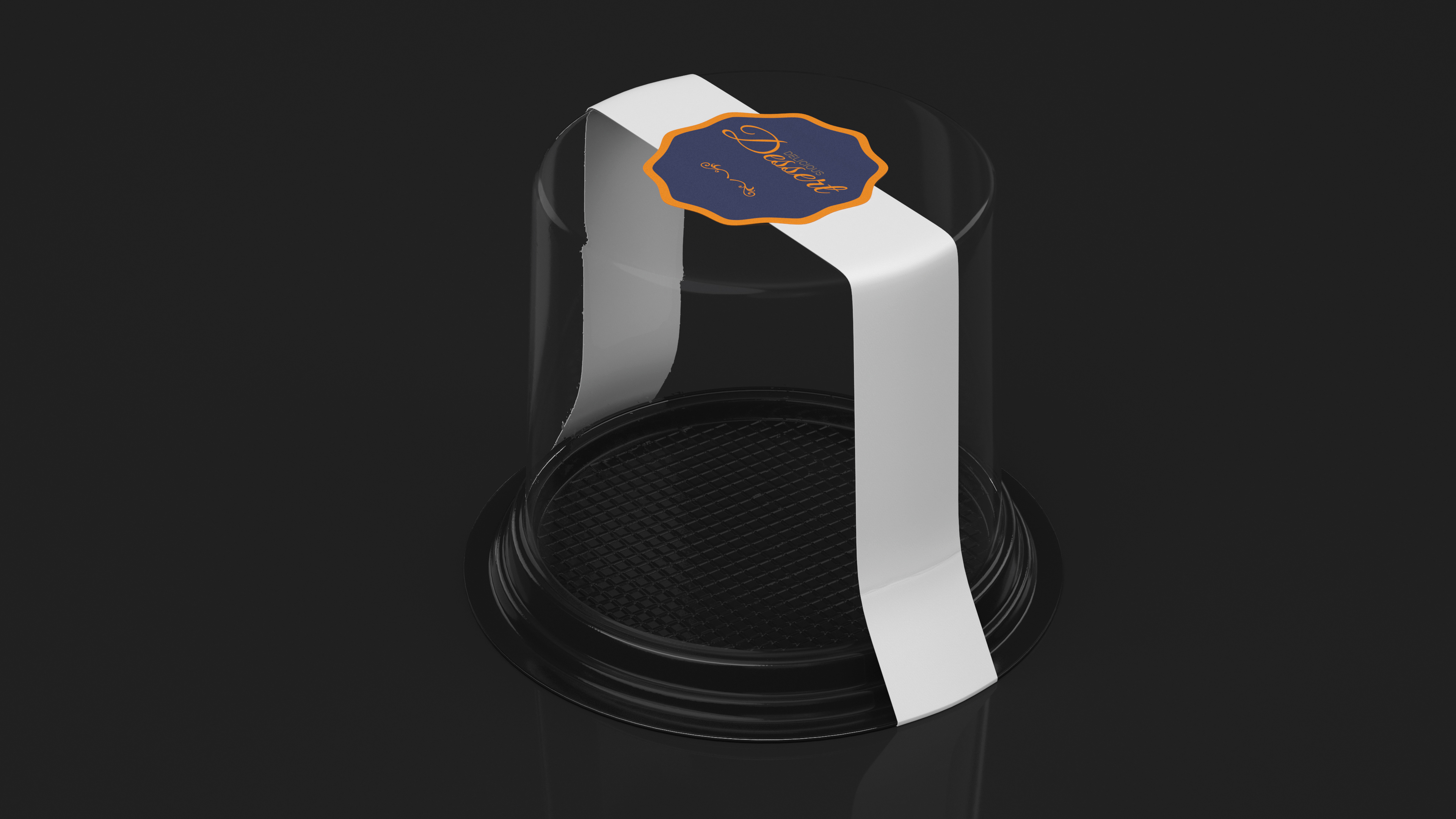 Plastic Container for Piece of Cake Round Black 3D