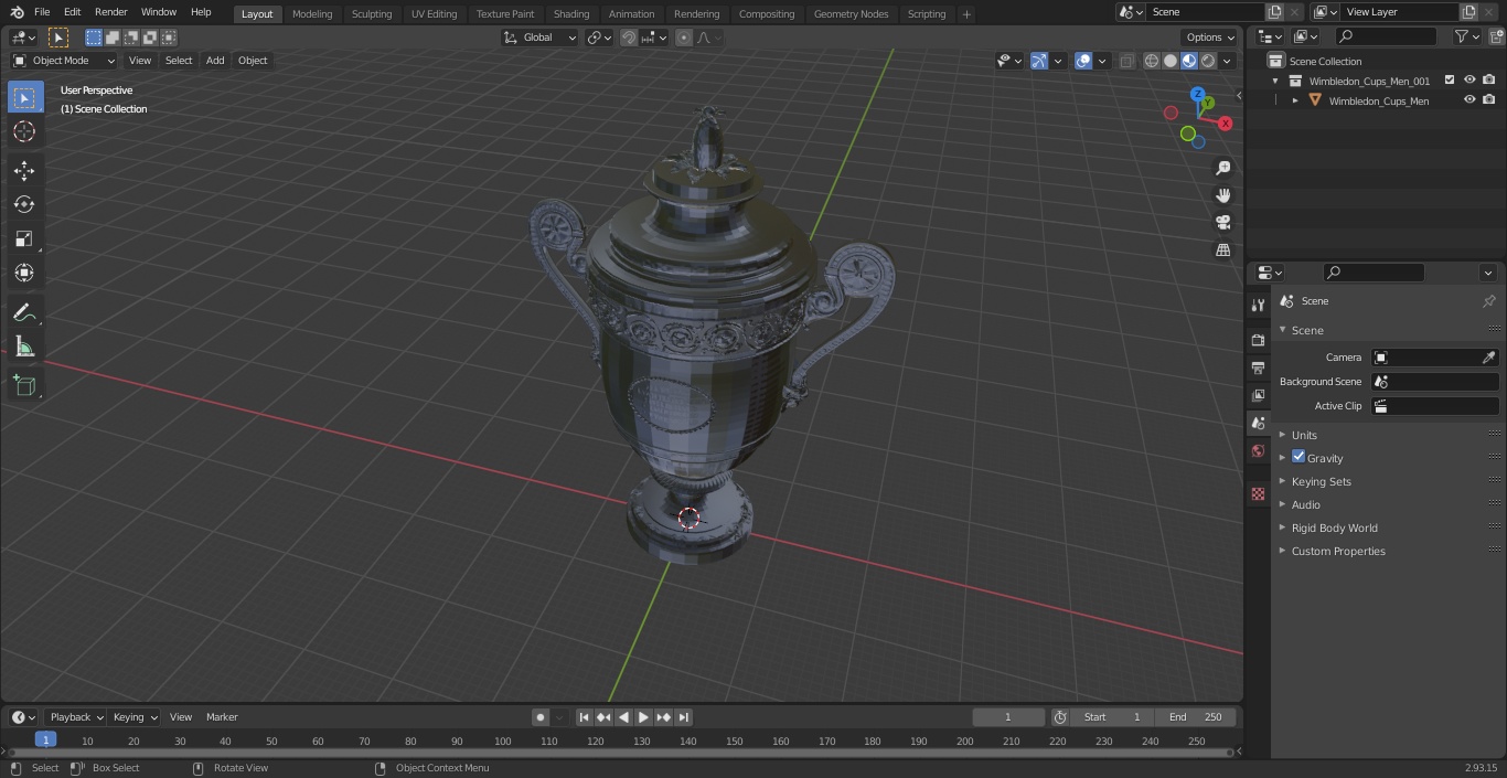 3D Wimbledon Cups Men model