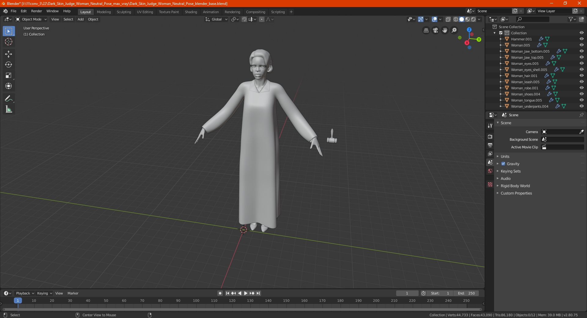 Dark Skin Judge Woman Neutral Pose 3D model