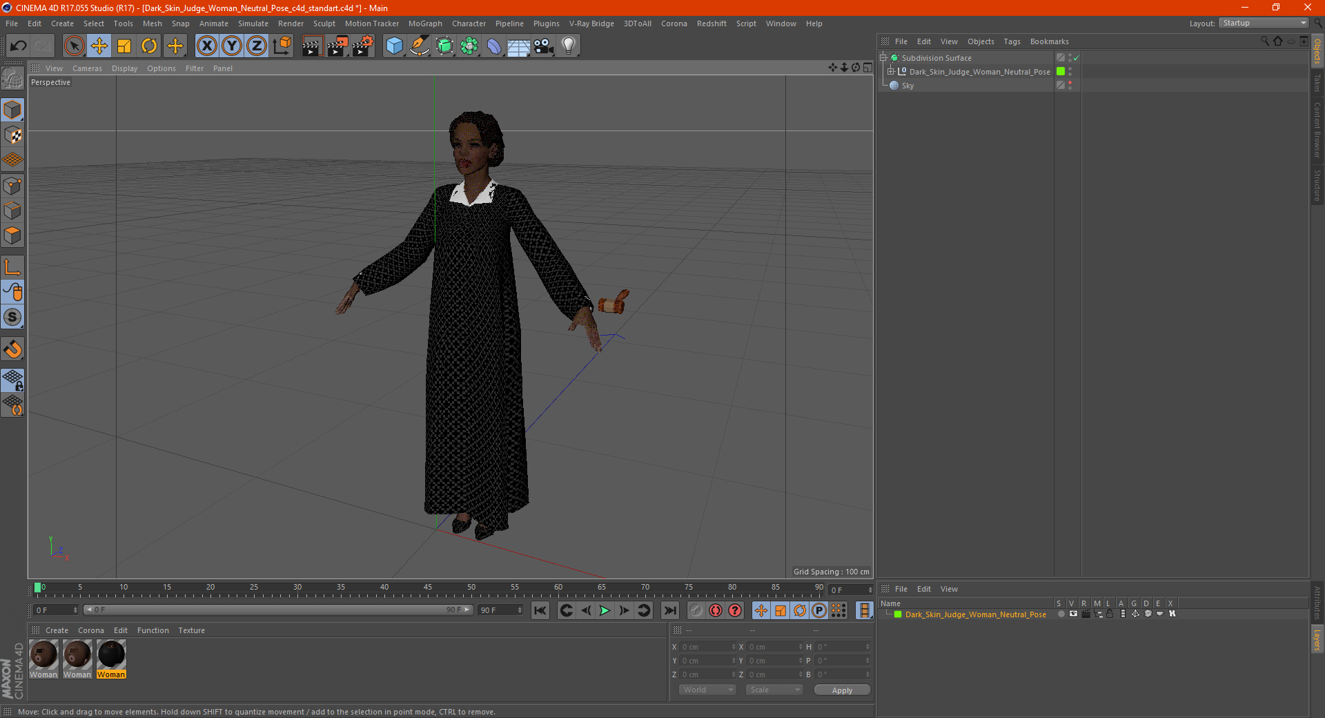Dark Skin Judge Woman Neutral Pose 3D model