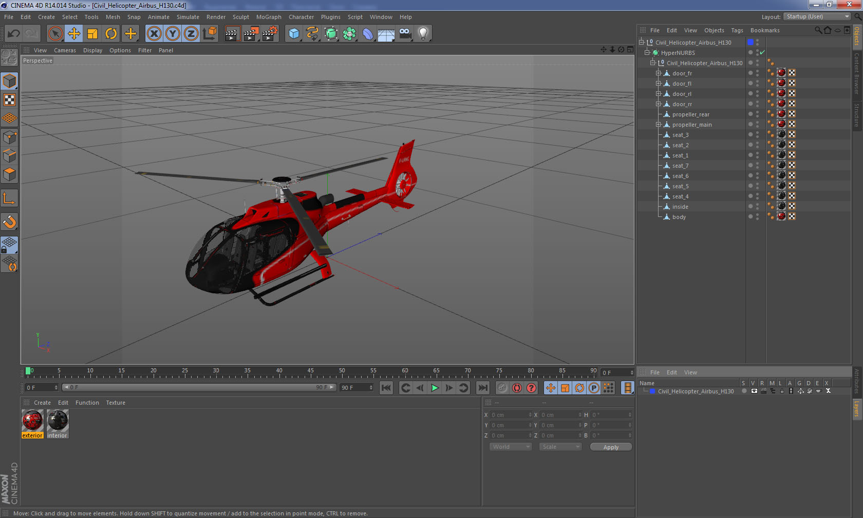 3D Civil Helicopter Airbus H130 model