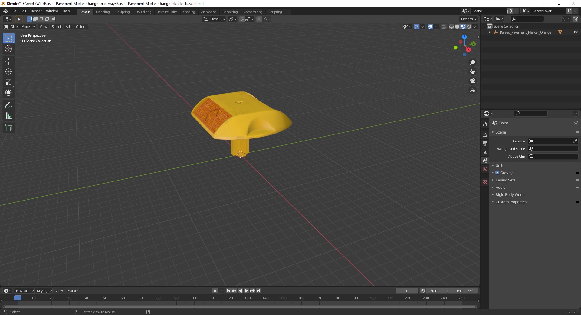 Raised Pavement Marker Orange 3D model