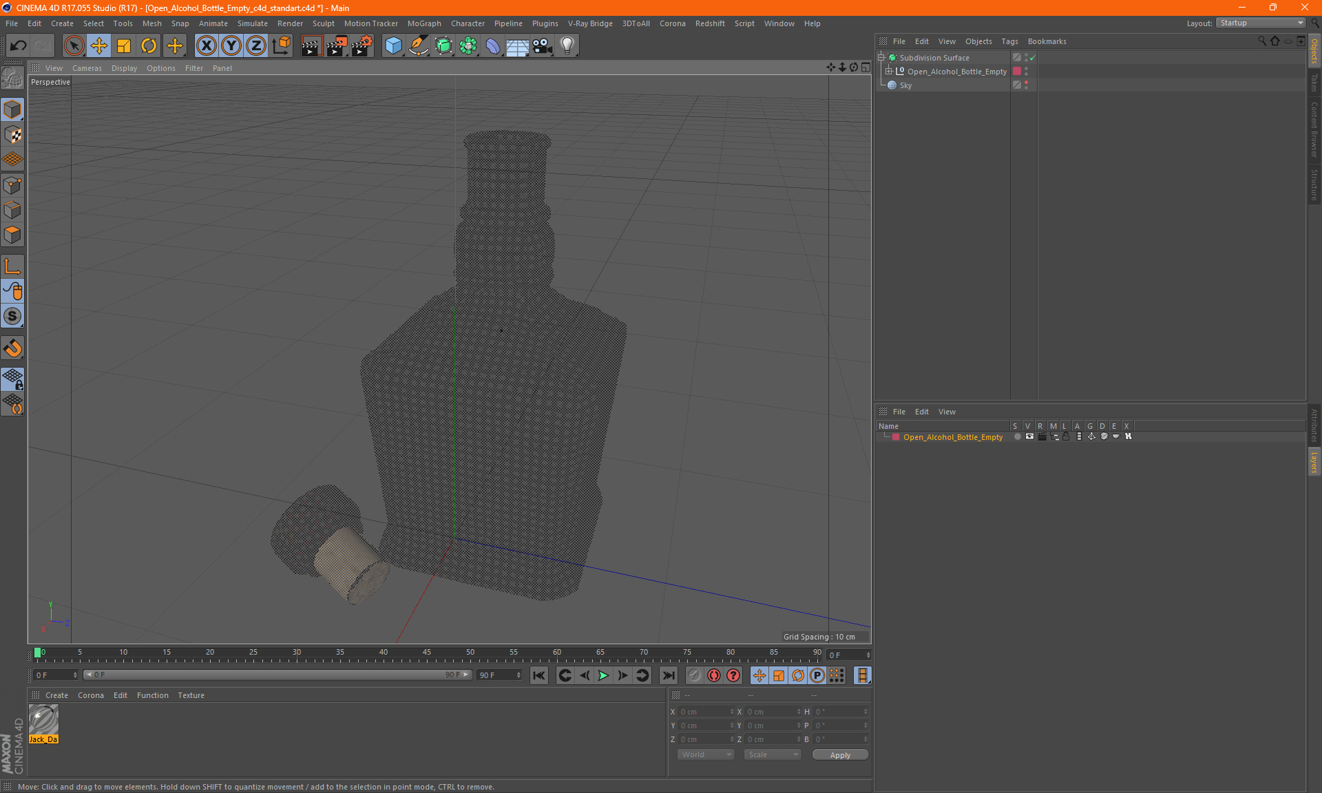 3D model Open Alcohol Bottle Empty
